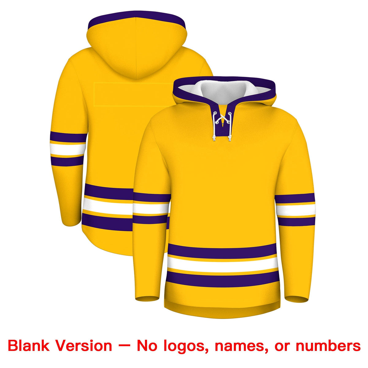 Custom Hockey Hoodie Jersey Gold Purple Classic Style Add Name,Number &amp; Logo