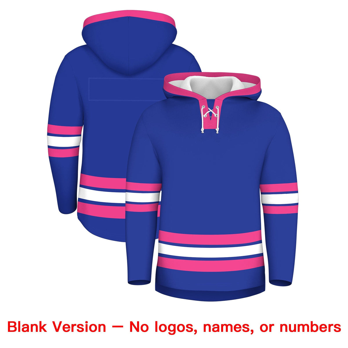 Custom Hockey Hoodie Jersey Royal Blue Pink Classic Style Add Name,Number &amp; Logo