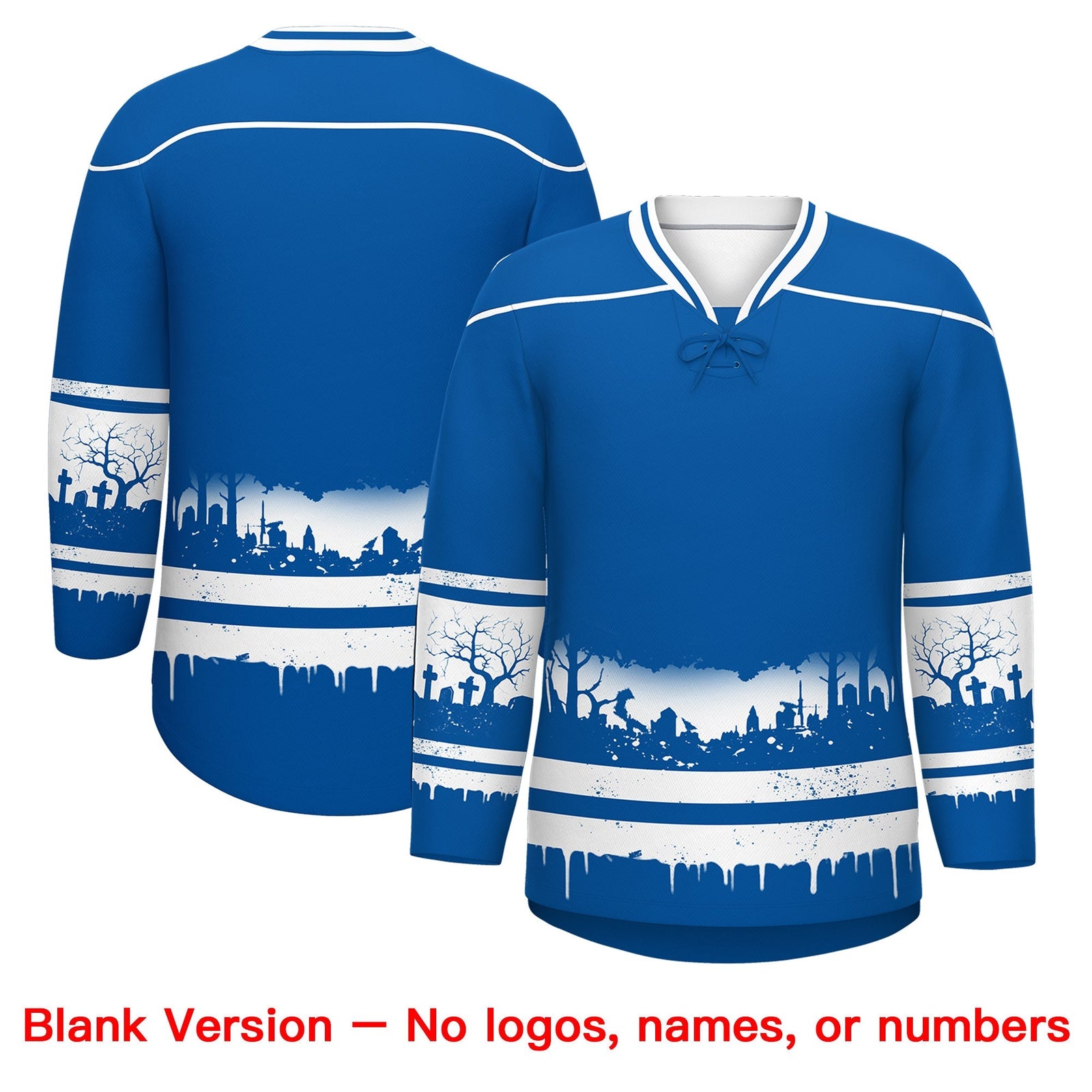 Custom Royal White Cream Gradient Fashion Halloween Stretch Fabric Hockey Jersey| KXKSHOP