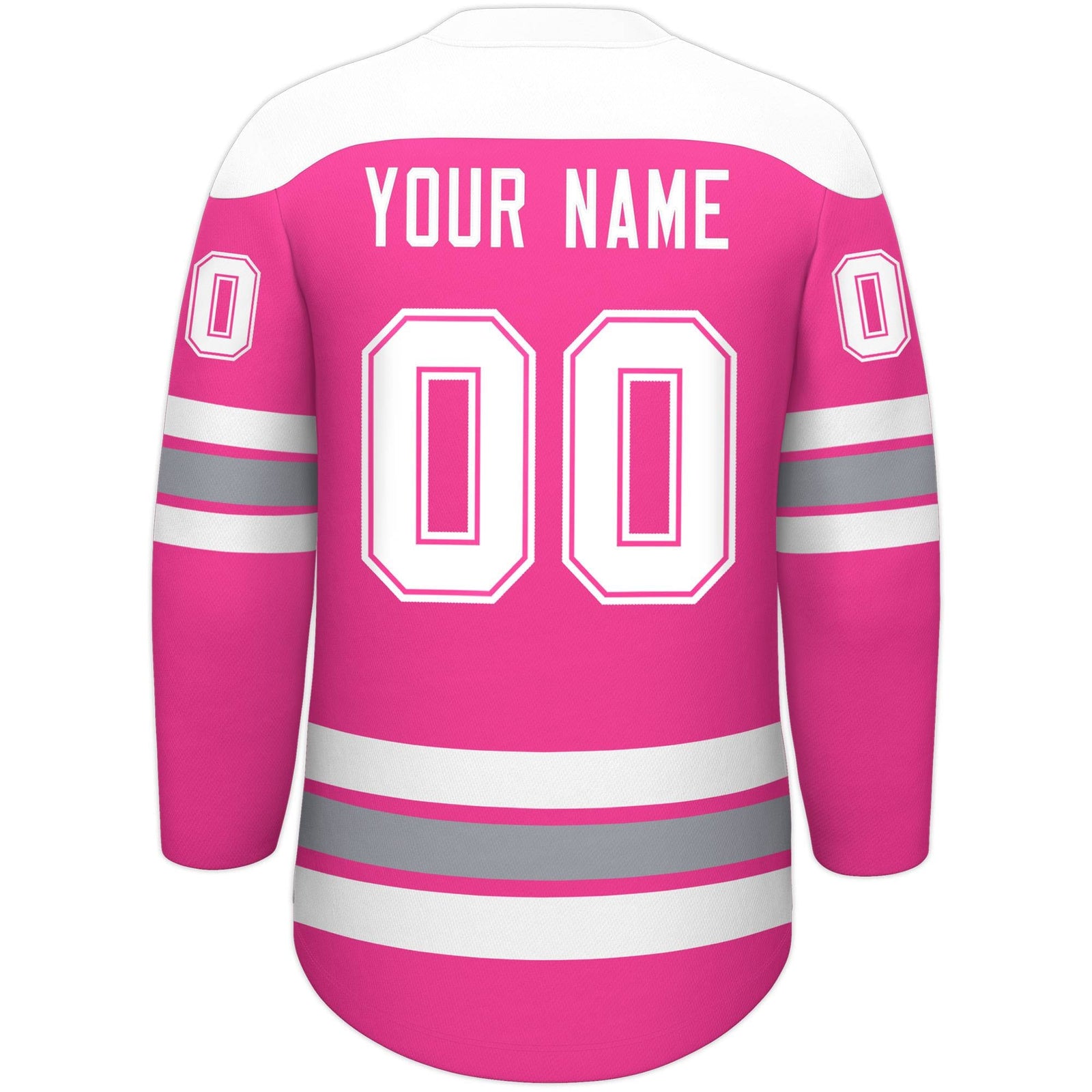 Custom Pink White Gray Personalized Classic Lace-Up Neck Hockey Jersey