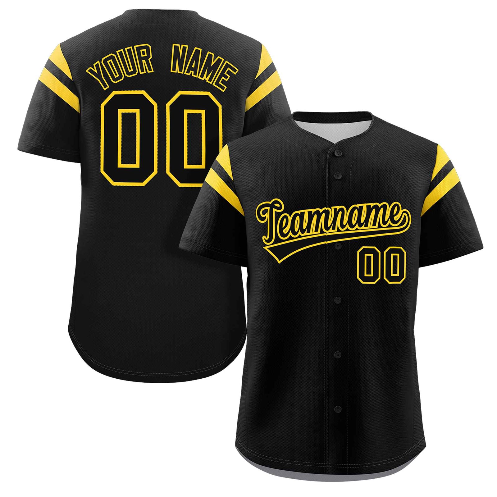 Custom Black Yellow Classic Style Personalized Full Button Authentic Baseball Jersey