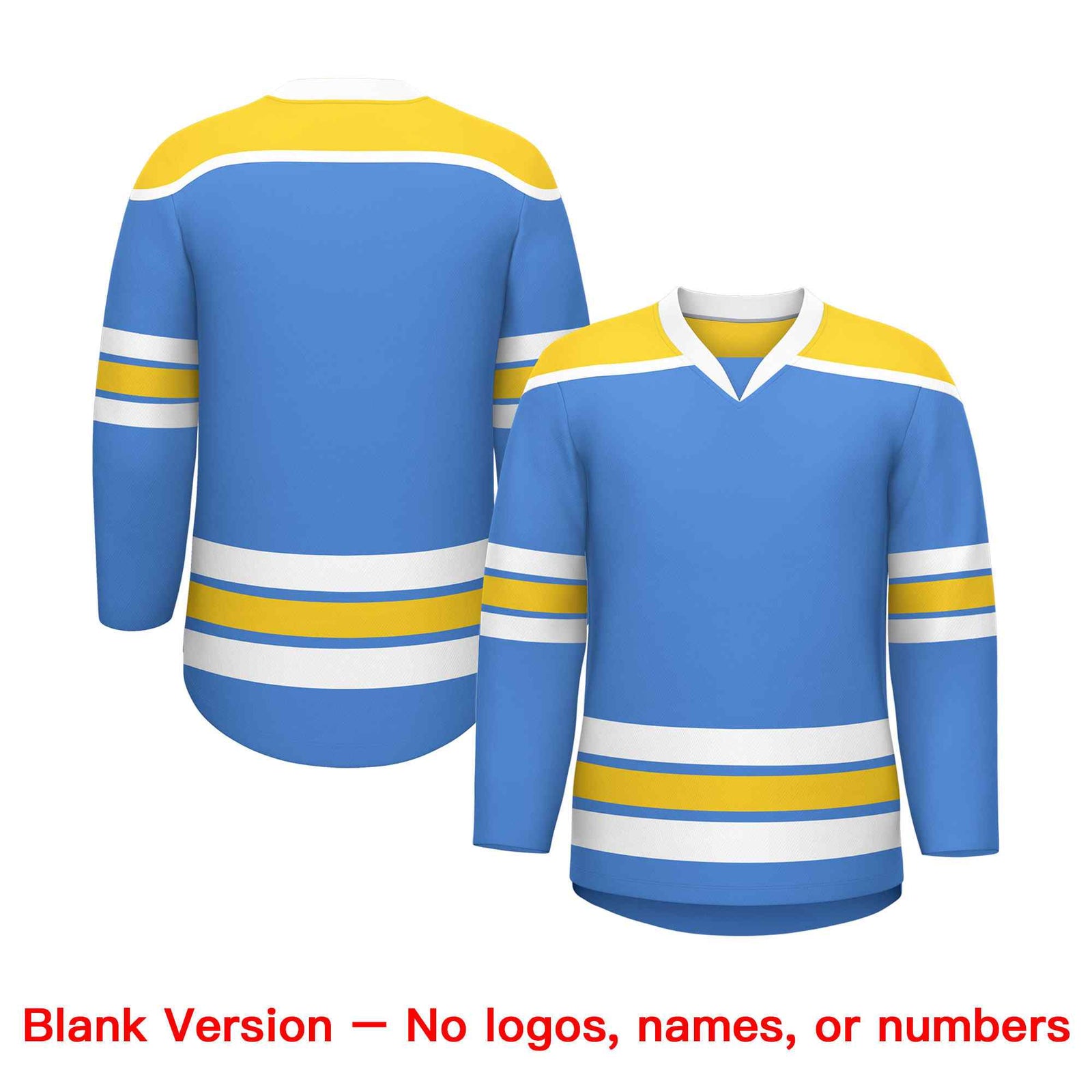 Custom Powder Blue Gold Ice Cream Helmet Pattern Personalized V-Neck Hockey Jersey