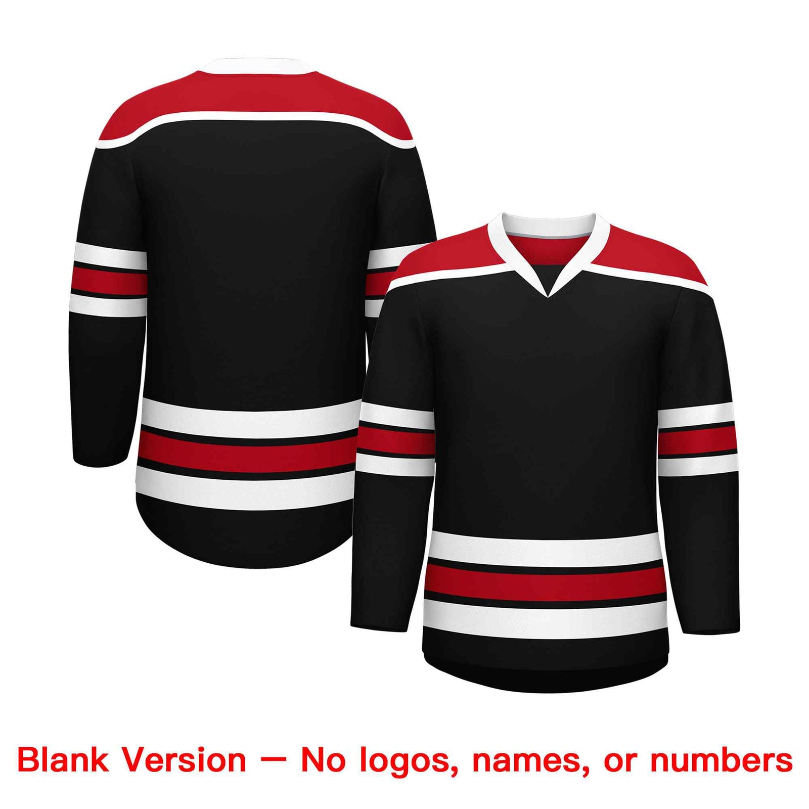 Custom Black Red Ice Cream Helmet Pattern Personalized V-Neck Hockey Jersey