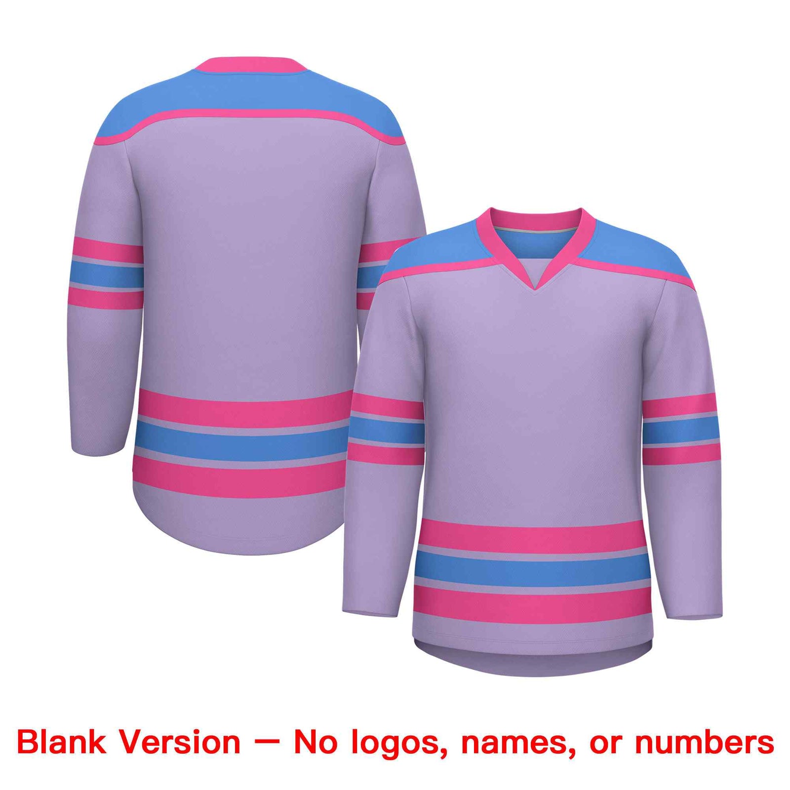 Custom Light Purple Powder Blue Ice Cream Helmet Pattern Personalized V-Neck Hockey Jersey