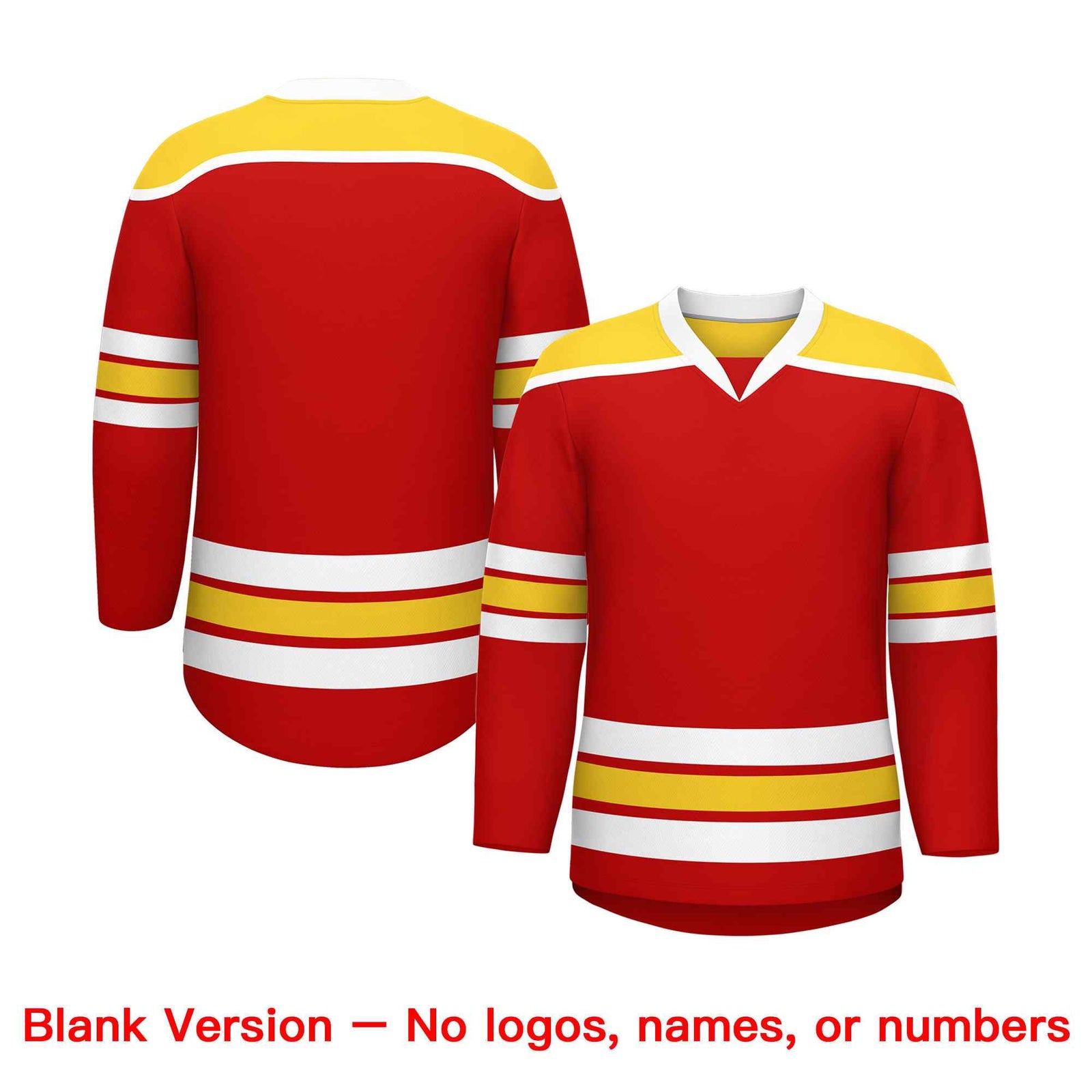 Custom Red Gold Ice Cream Helmet Pattern Personalized V-Neck Hockey Jersey