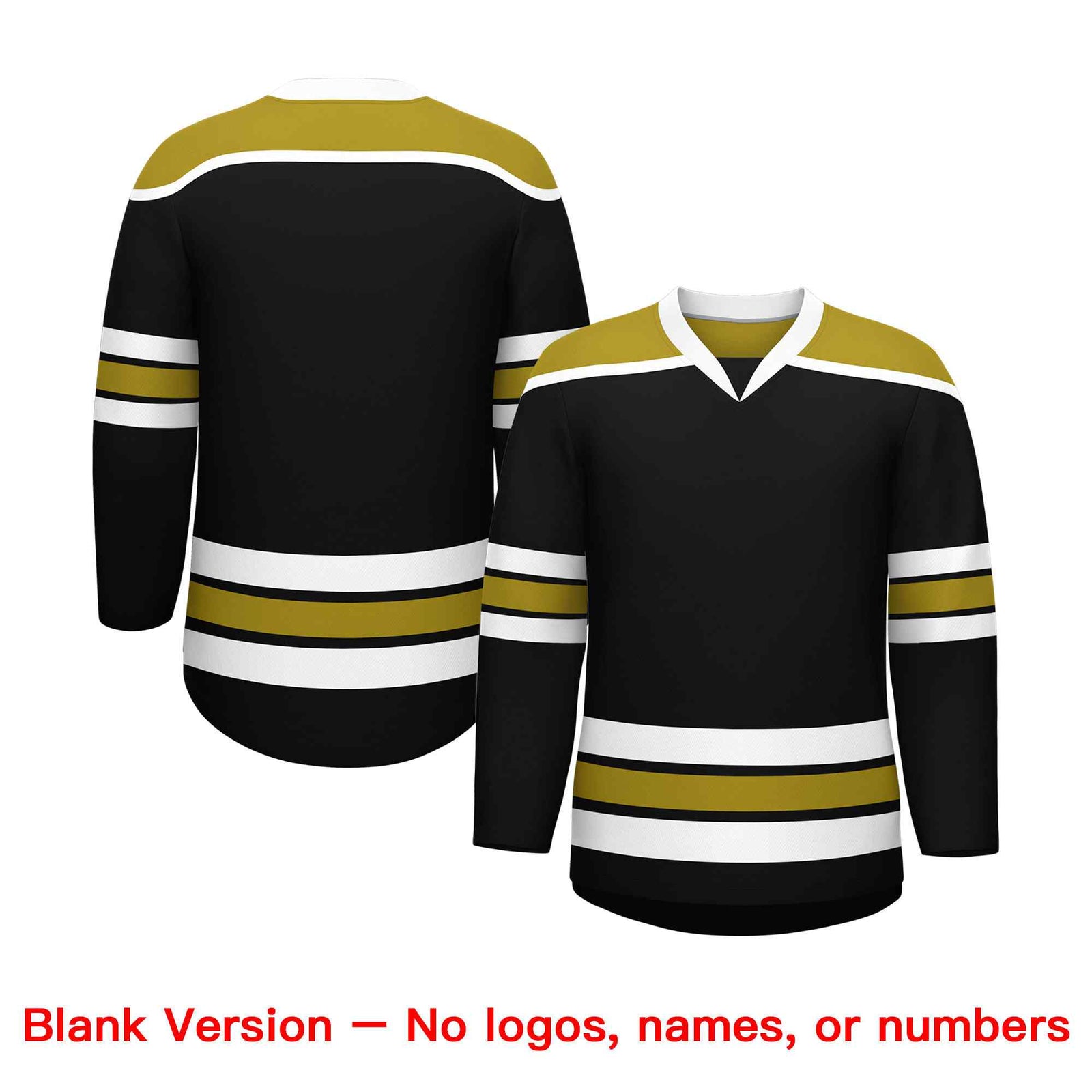 Custom Black Old Gold Ice Cream Helmet Pattern Personalized V-Neck Hockey Jersey
