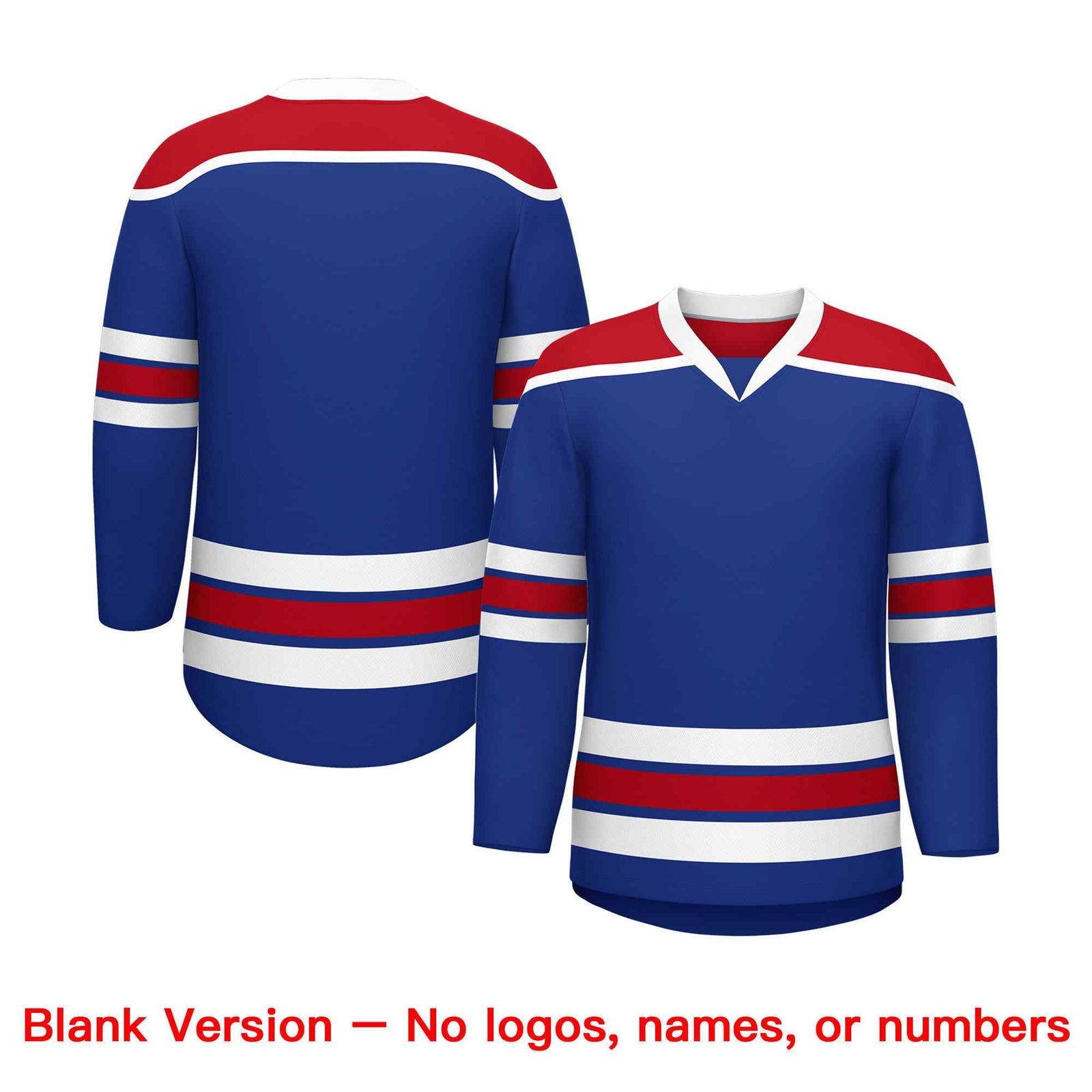 Custom Royal Blue Red Ice Cream Helmet Pattern Personalized V-Neck Hockey Jersey