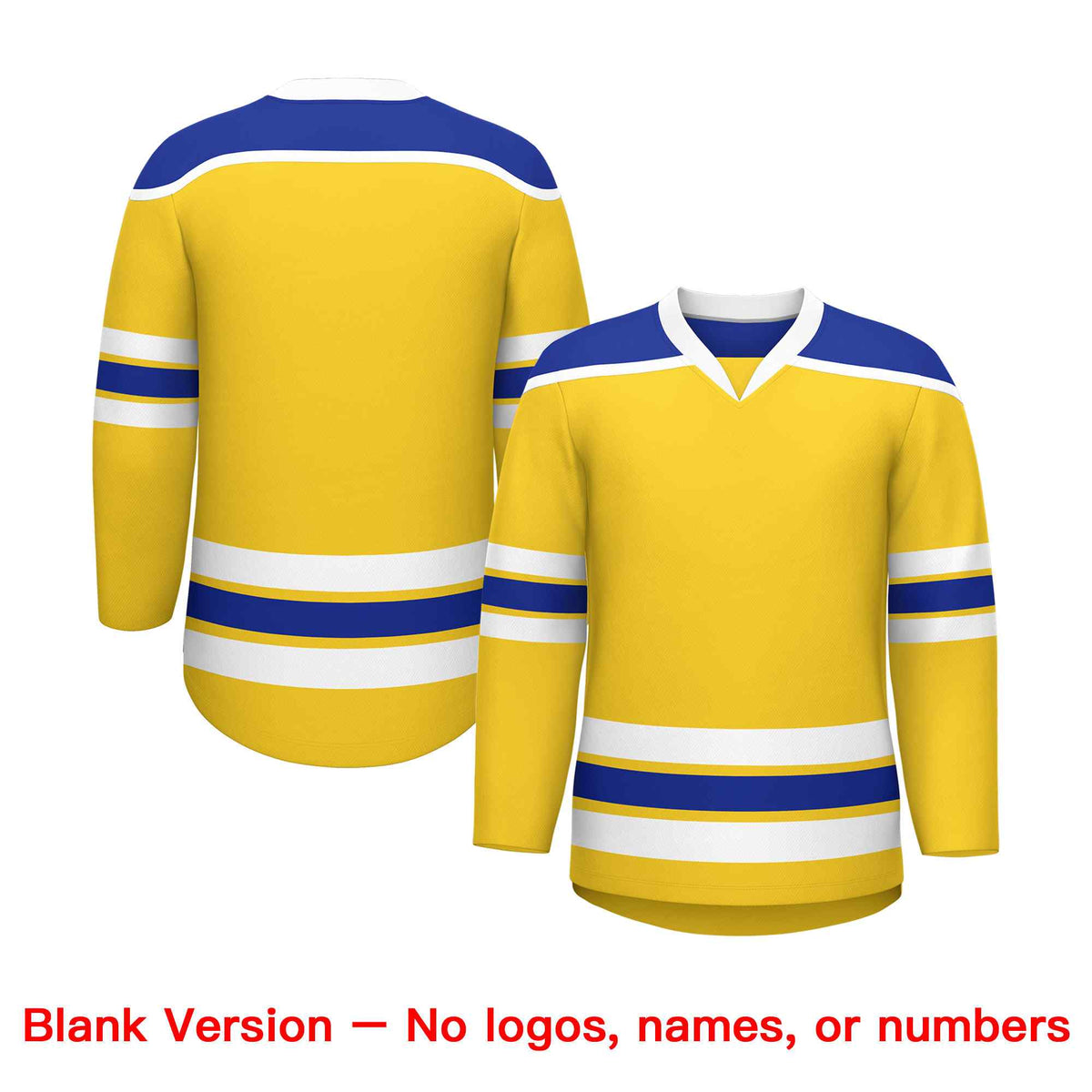 Custom Gold Royal Blue Ice Cream Helmet Pattern Personalized V-Neck Hockey Jersey| KXKSHOP