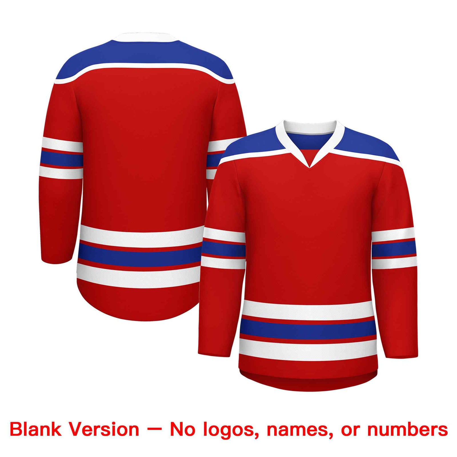 Custom Red Royal Blue Ice Cream Helmet Pattern Personalized V-Neck Hockey Jersey