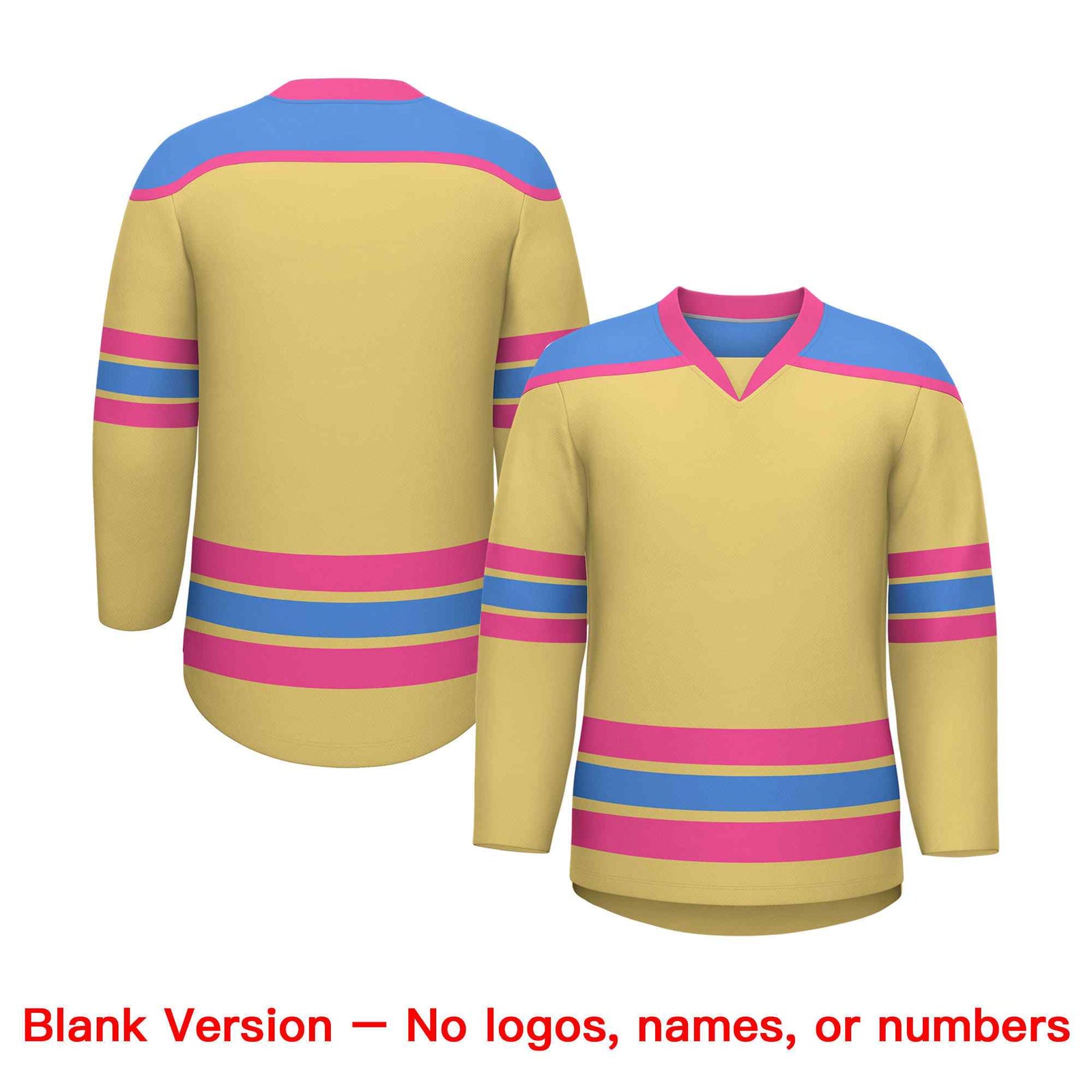 Custom Khaki Powder Blue Ice Cream Helmet Pattern Personalized V-Neck Hockey Jersey