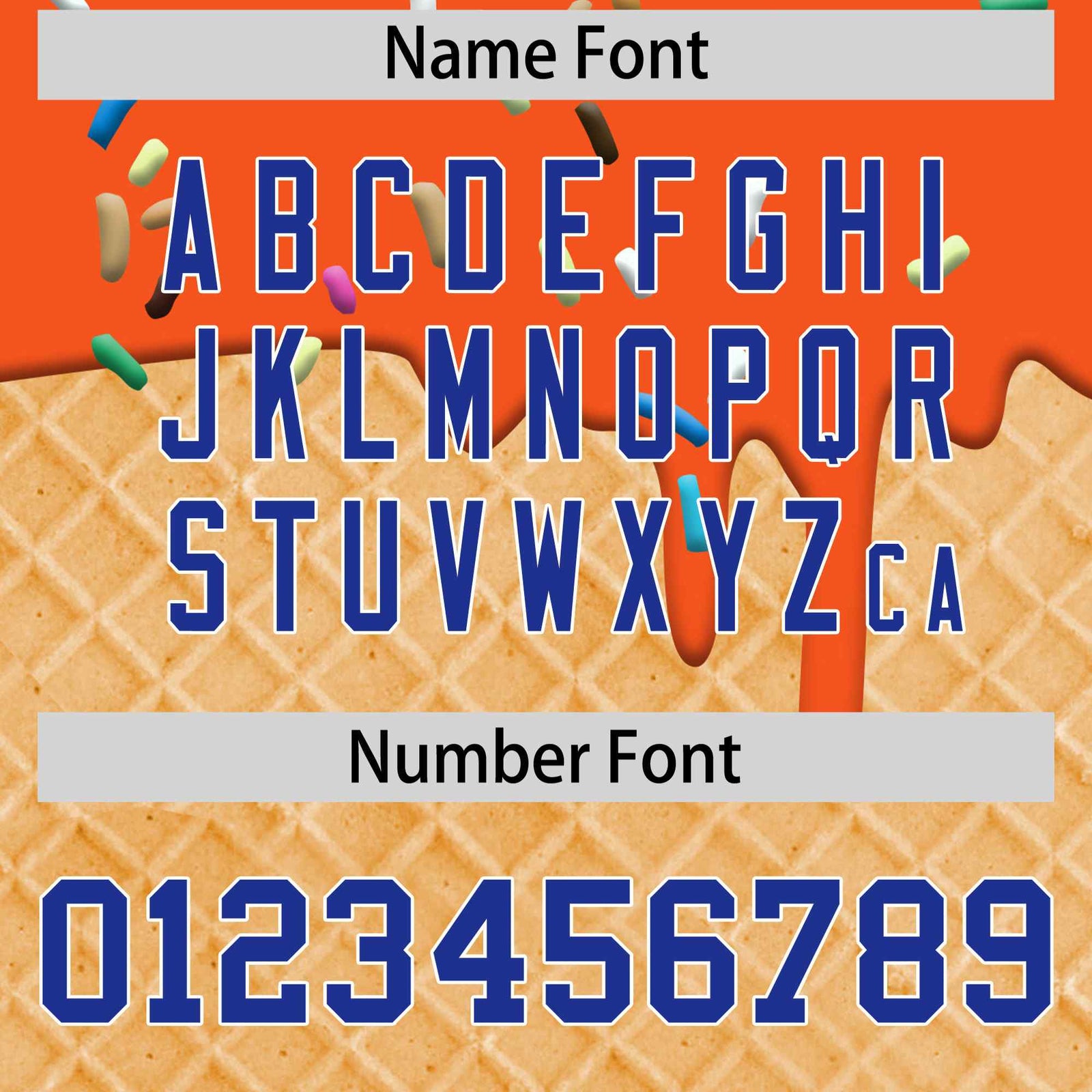 Custom Orange Royal Blue Ice Cream Pattern Personalized V-Neck Hockey Jersey