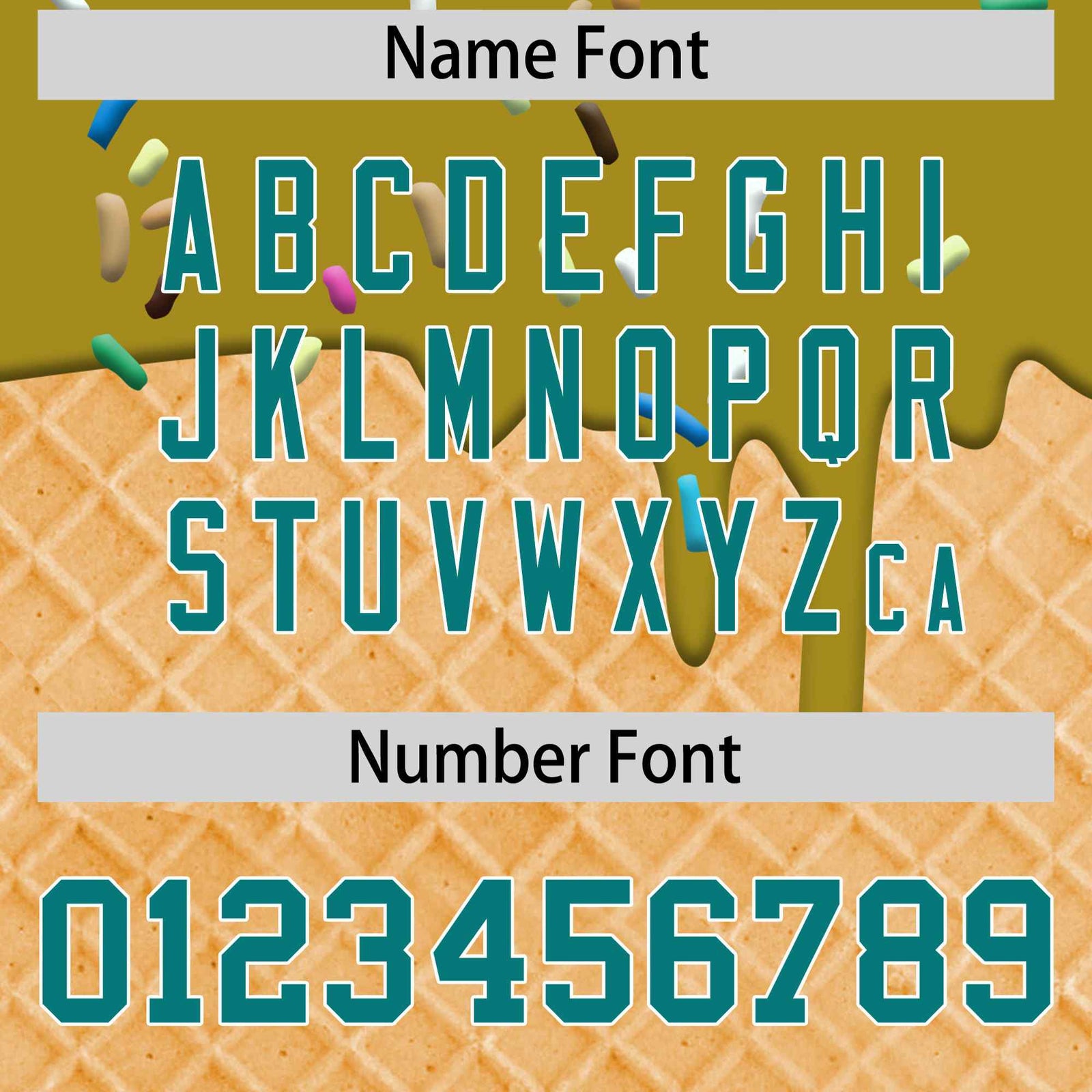 Custom Old Gold Teal Ice Cream Pattern Personalized V-Neck Hockey Jersey