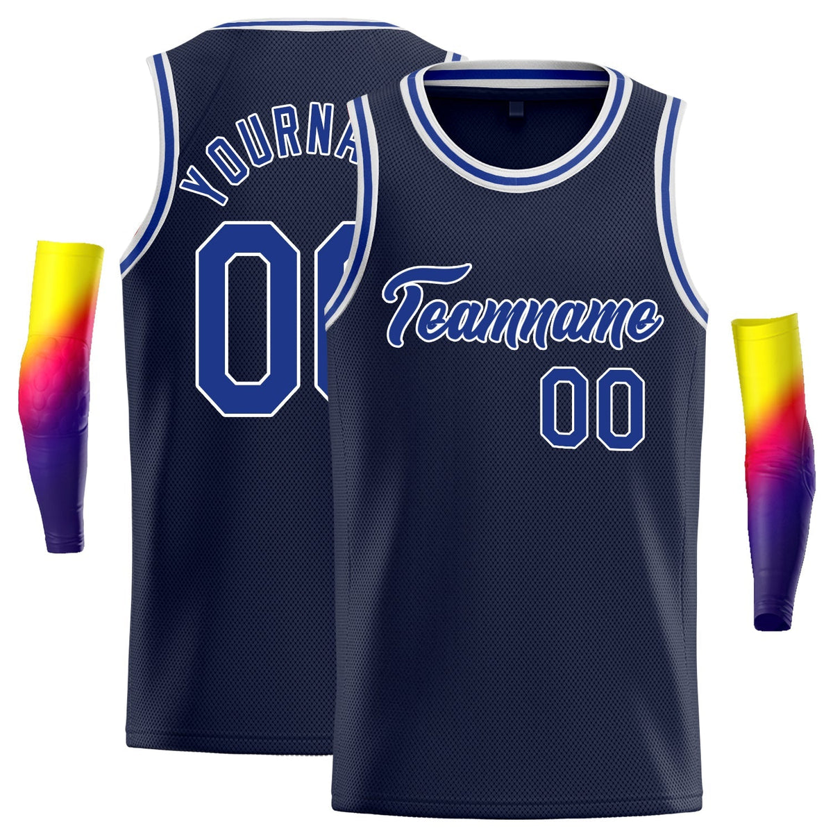Custom Navy White-Royal Classic Tops Basketball Jersey
