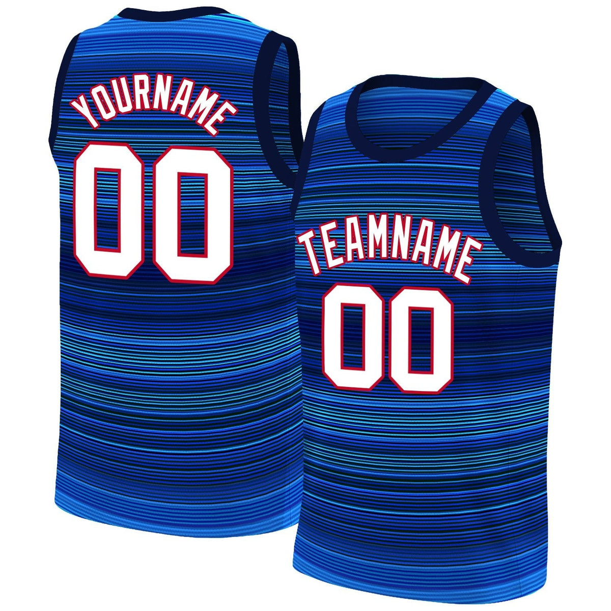 Custom Navy Red-White Gradient Fashion Tops Basketball Jersey