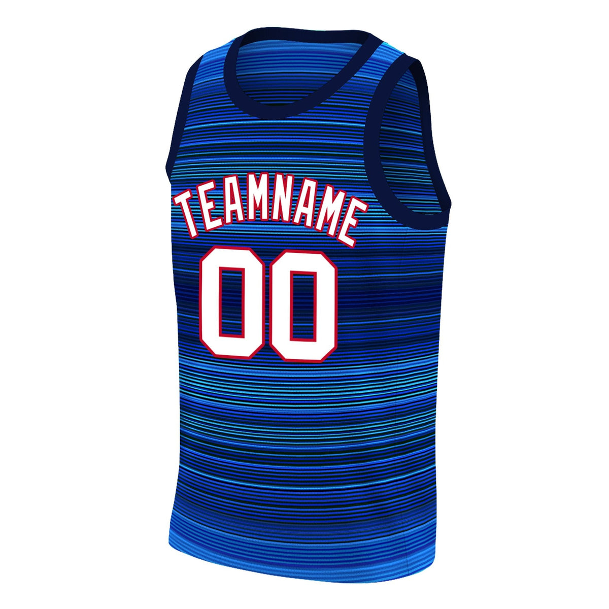 Custom Navy Red-White Gradient Fashion Tops Basketball Jersey