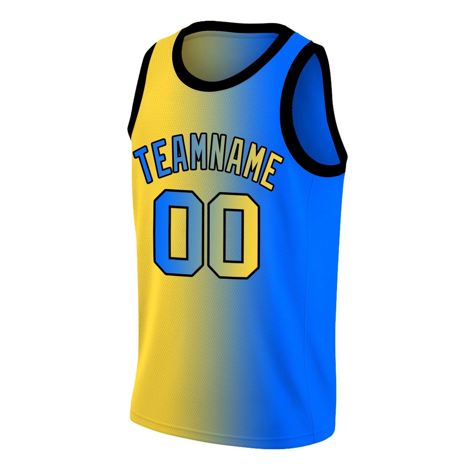 Custom Blue Yellow-Black Gradient Fashion Tops Basketball Jersey