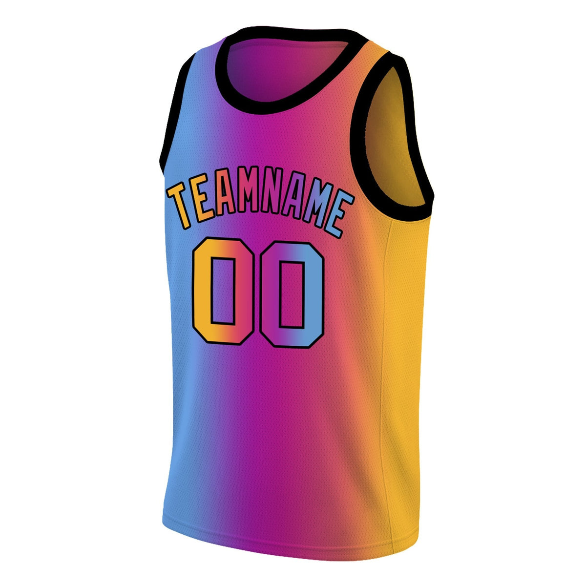 Custom Yellow Purple-Blue Gradient Fashion Tops Basketball Jersey