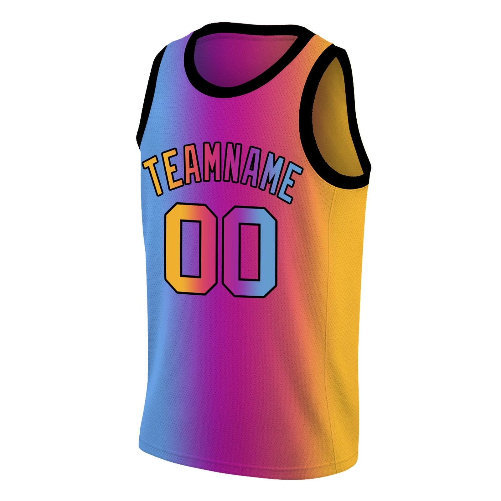 Custom Yellow Purple-Blue Gradient Fashion Tops Basketball Jersey