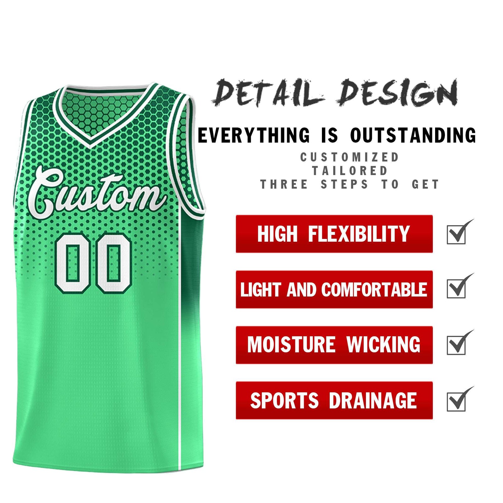 Custom Green Kelly Green Reversible Side Gradient Sports Uniform Dot Pattern Basketball Jersey Kits