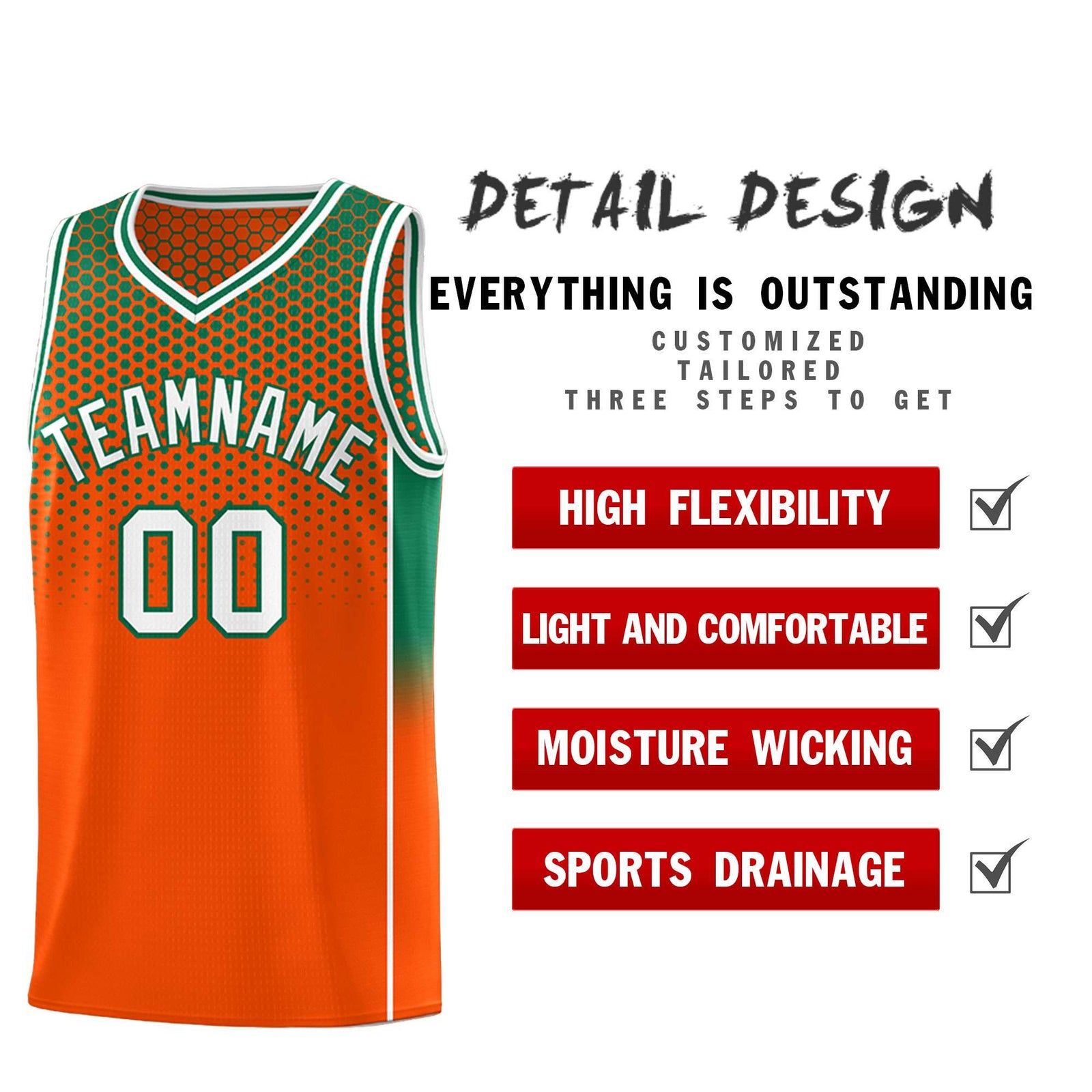 Custom Orange Kelly Green Reversible Side Gradient Sports Uniform Dot Pattern Basketball Jersey Kits