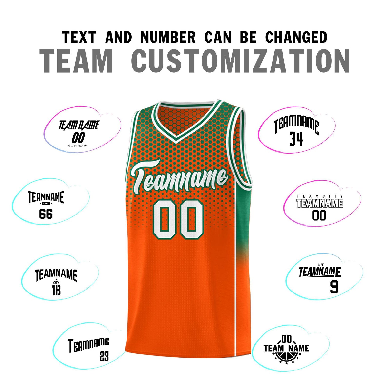 Custom Orange Kelly Green Reversible Side Gradient Sports Uniform Dot Pattern Basketball Jersey Kits