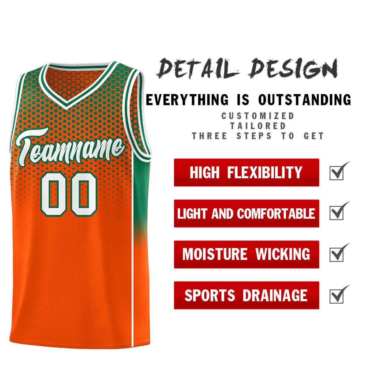 Custom Orange Kelly Green Reversible Side Gradient Sports Uniform Dot Pattern Basketball Jersey Kits