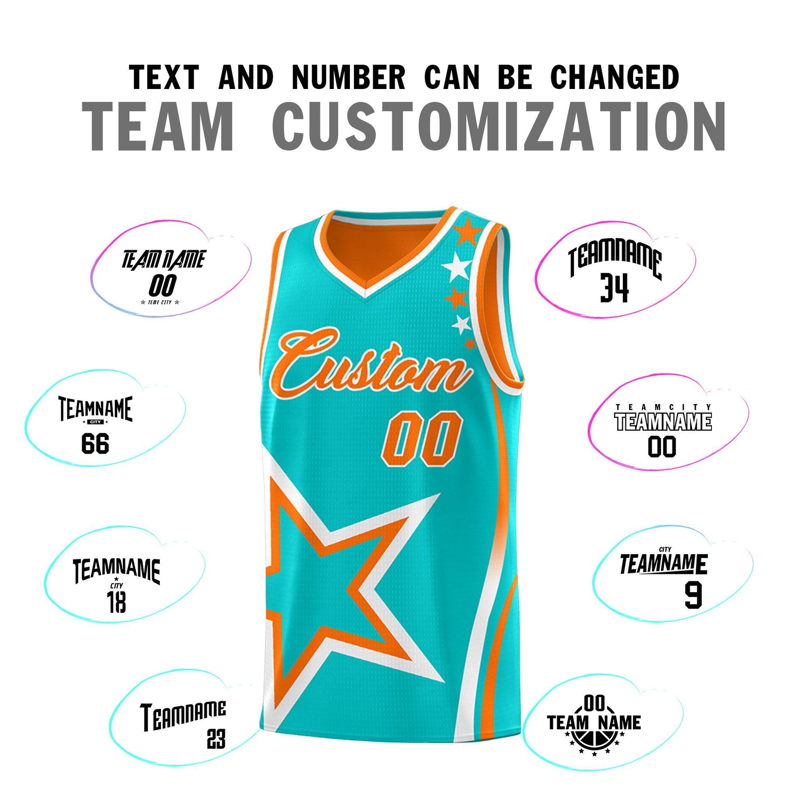 Custom Orange Bright Green Reversible Color Block Start Pattern Sports Uniform Basketball Jersey Kits