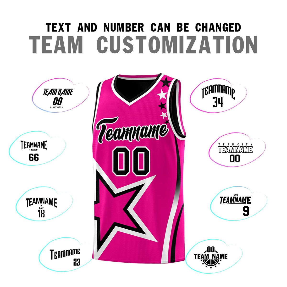 Custom Black Rose red Reversible Color Block Start Pattern Sports Uniform Basketball Jersey Kits