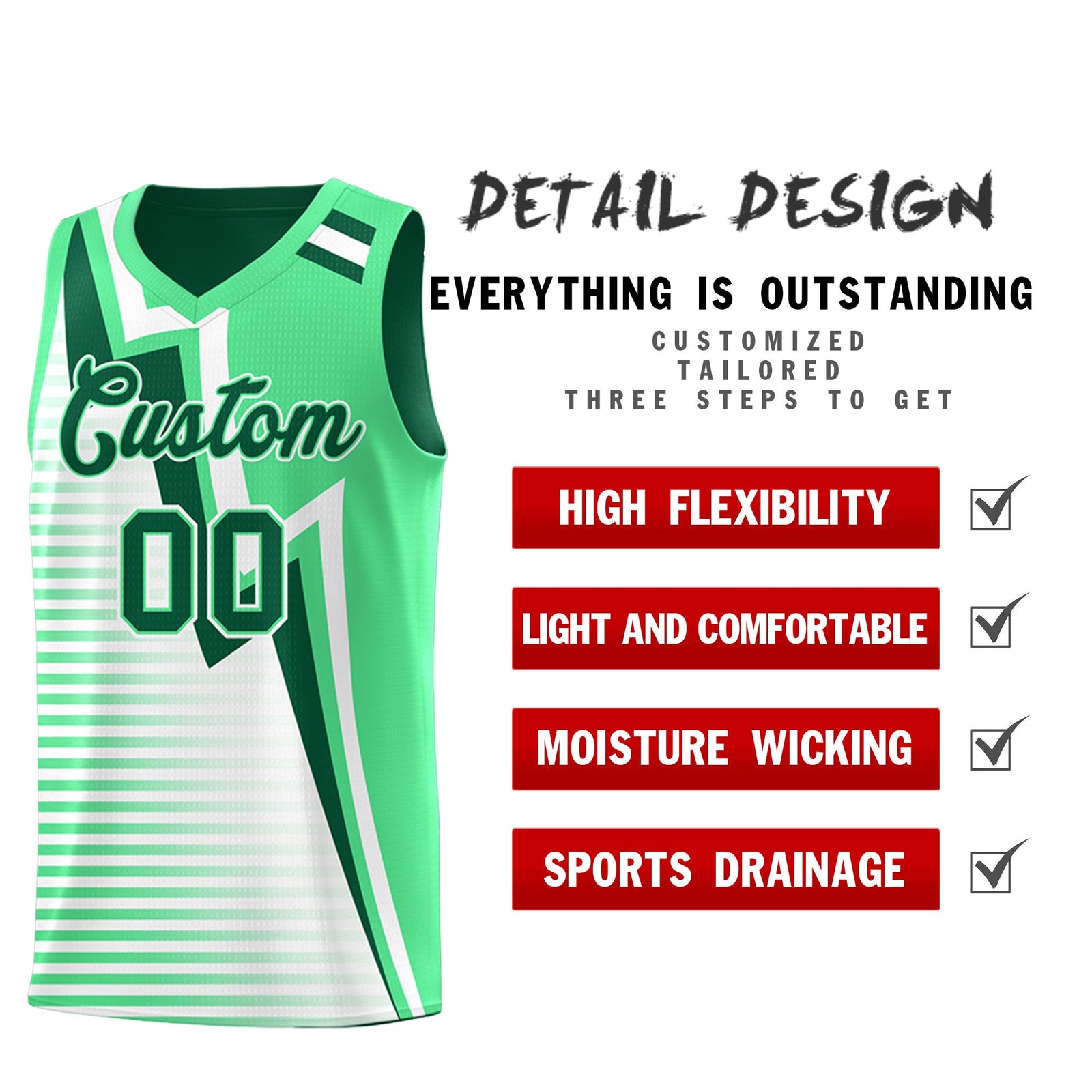 Custom Kelly Green Green White Gradient Stripes Lightning Pattern Reversible Sets Basketball Jersey| KXKSHOP
