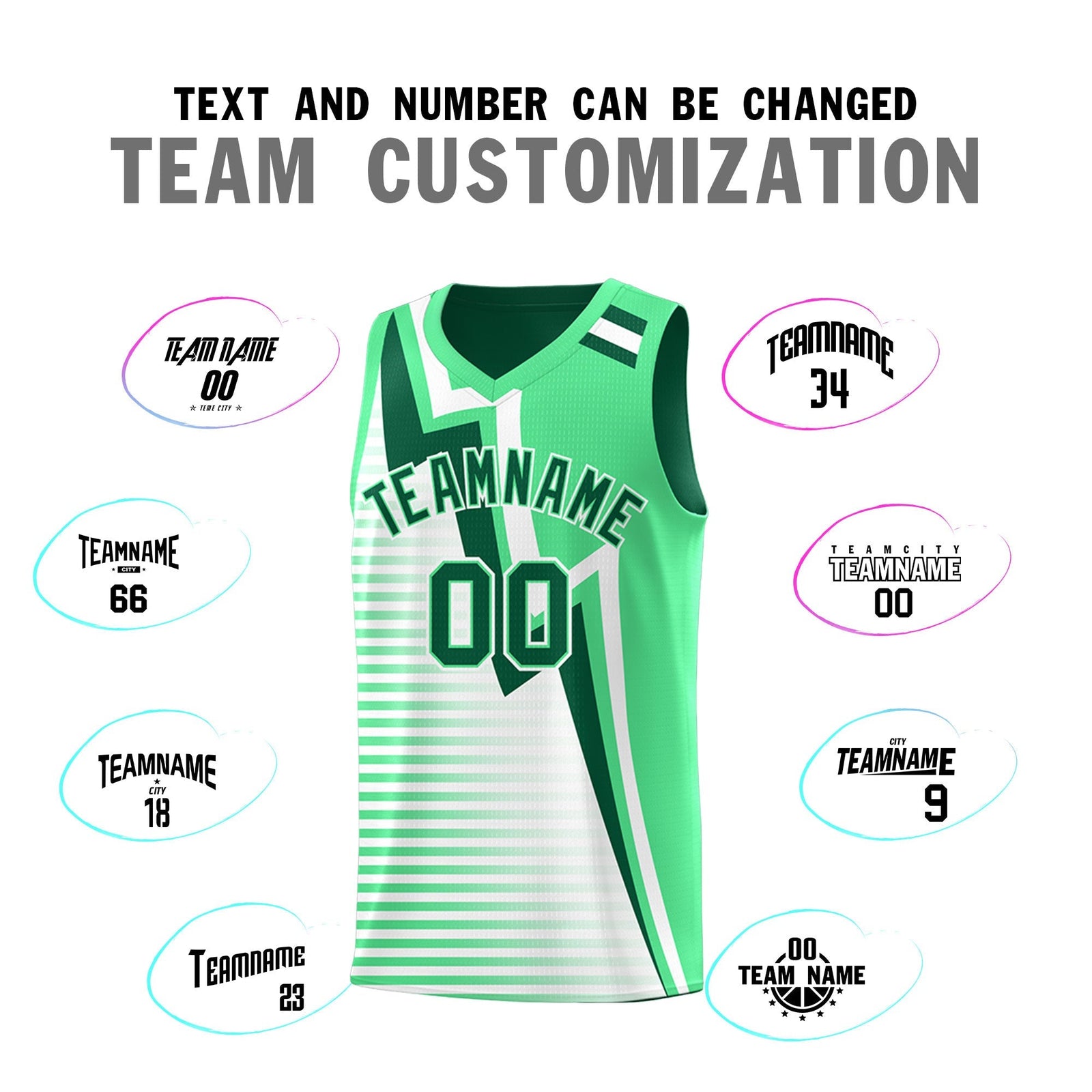 Custom Kelly Green Green White Gradient Stripes Lightning Pattern Reversible Sets Basketball Jersey| KXKSHOP