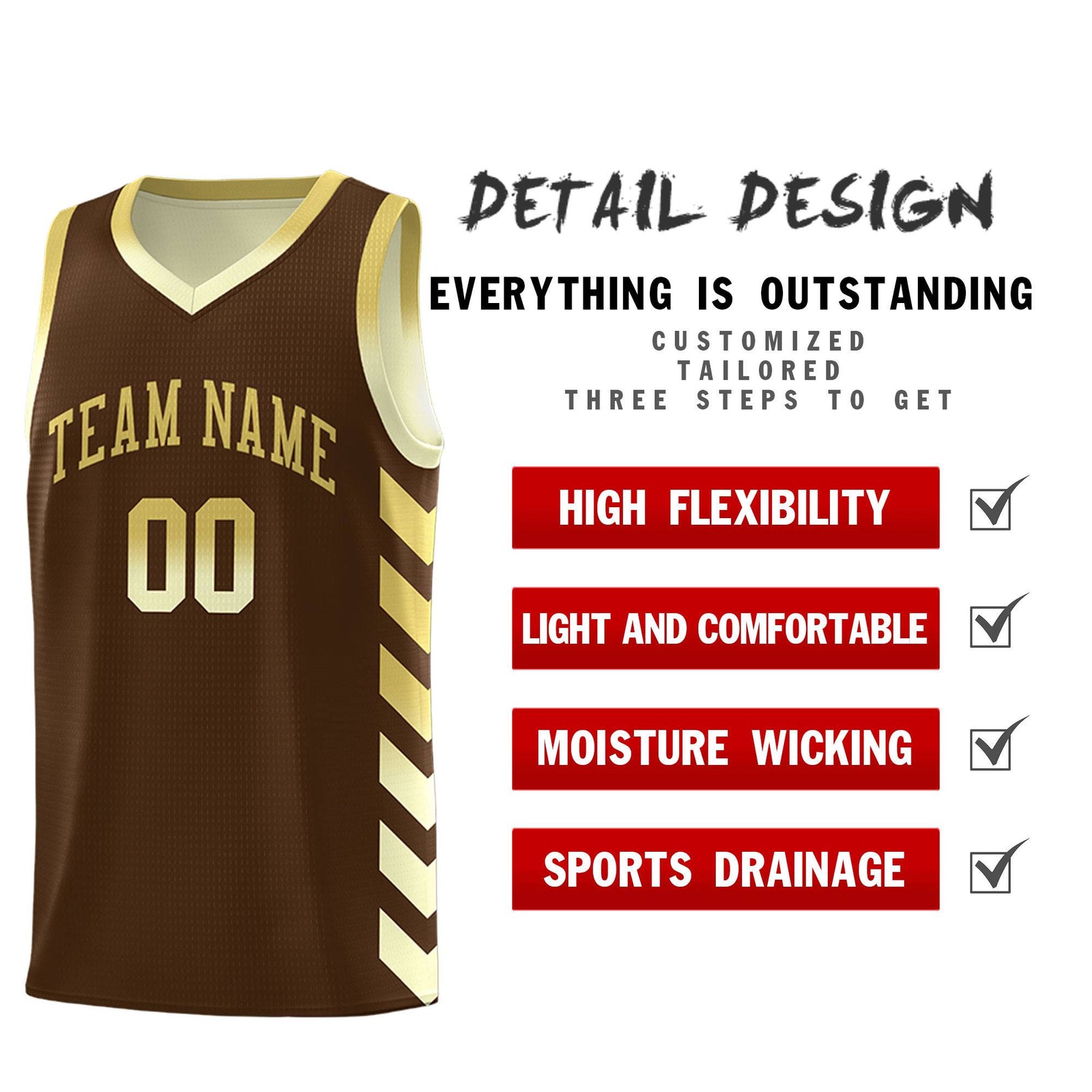 Custom Cream Brown Reversible Basketball Jersey Kits - Side Arrow Old Gold Brown Gradient