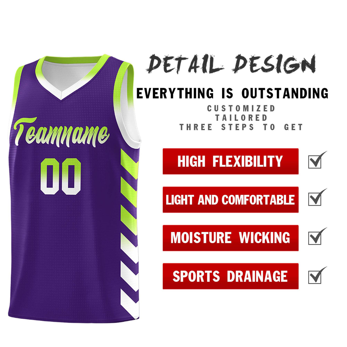 Custom White Purple Reversible Basketball Jersey Kits - Side Arrow Purple Neon Green Gradient