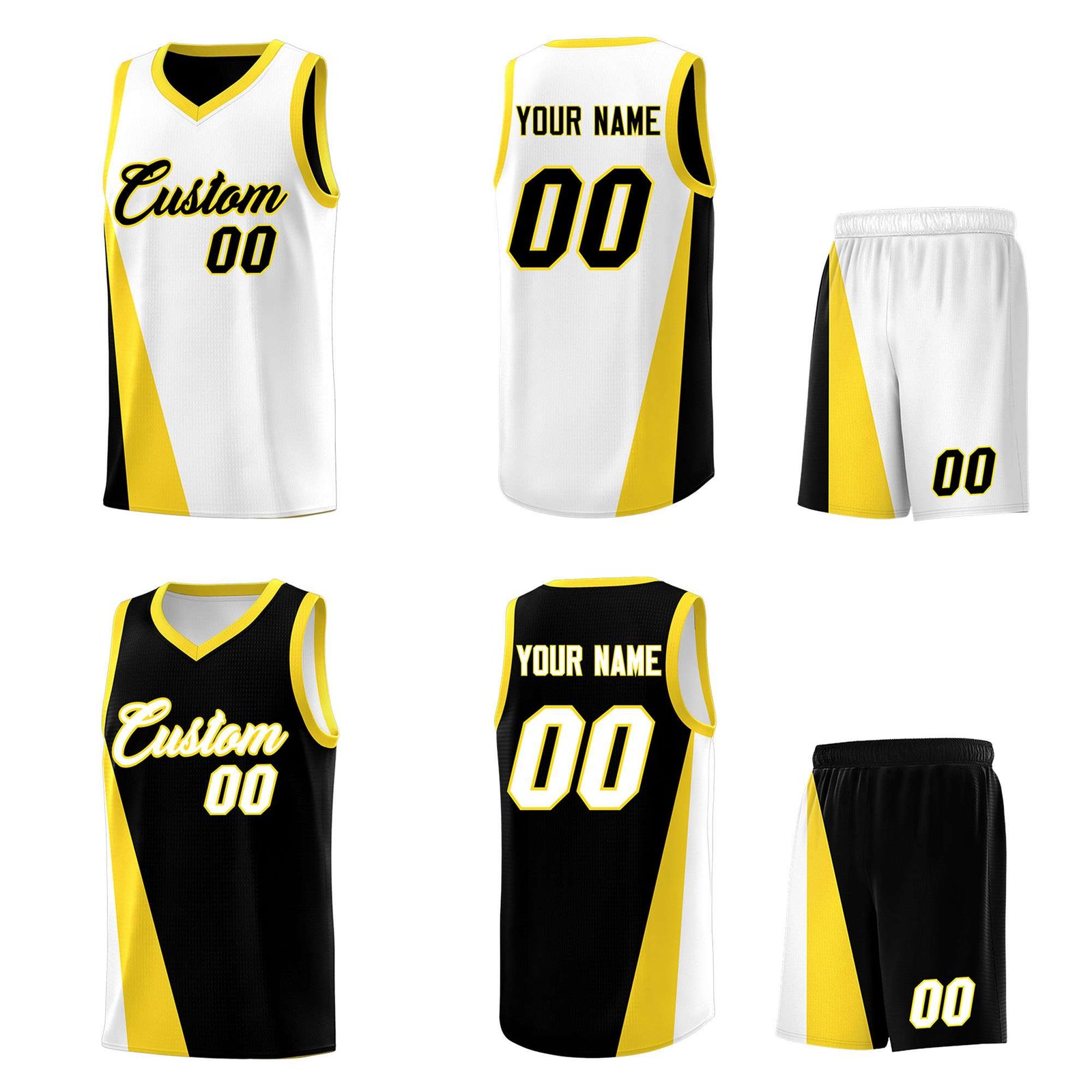 Custom White Black Slanting Two Lines Color Block Sports Uniform Basketball Jersey