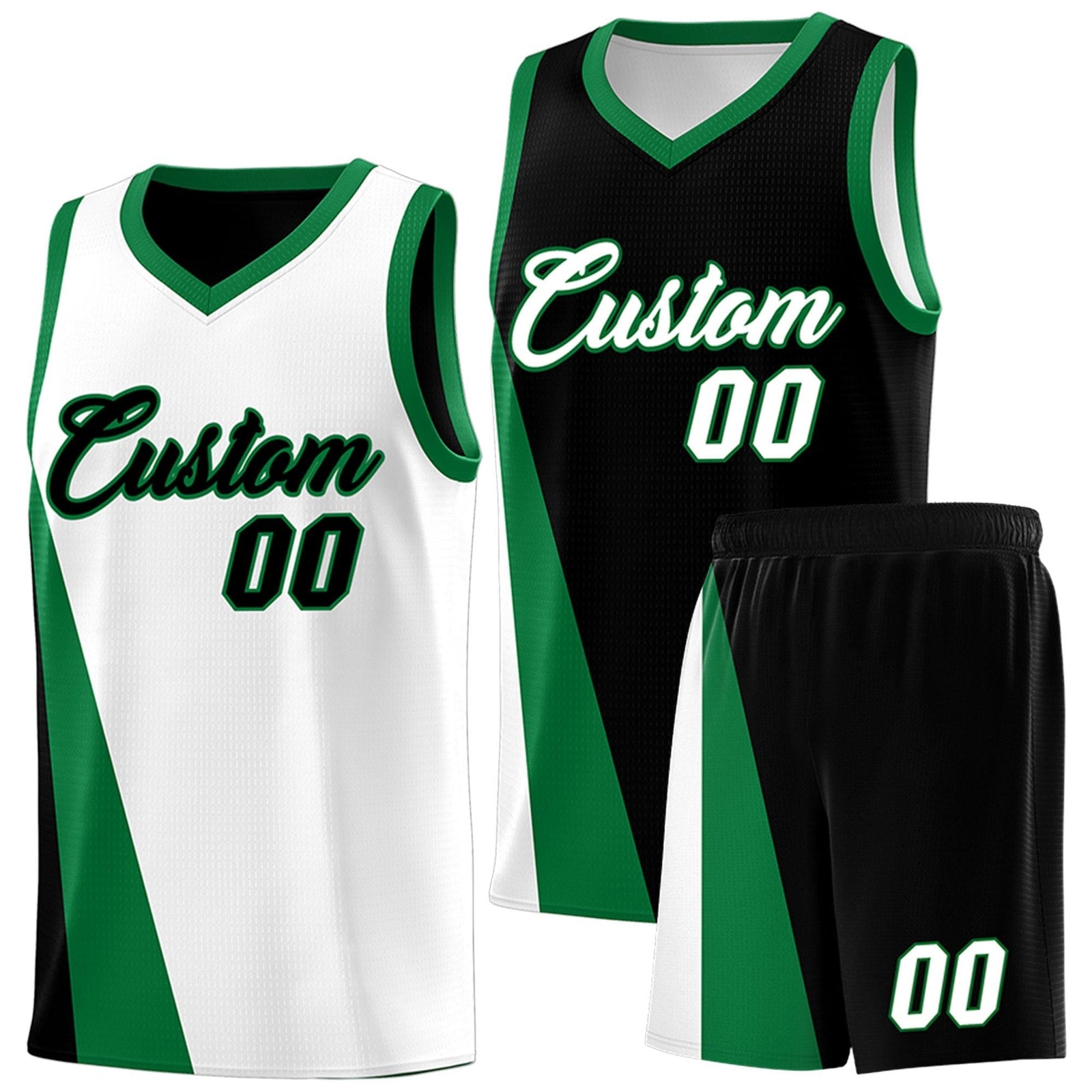 Custom White Black Slanting Two Lines Color Block Sports Uniform Basketball Jersey
