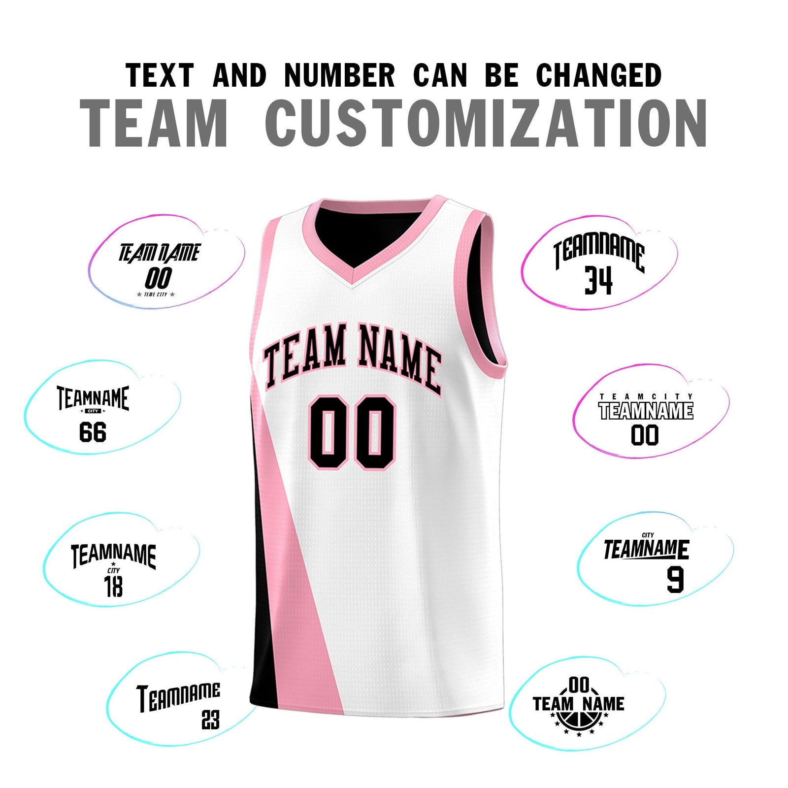 Custom White Black Slanting Two Lines Color Block Sports Uniform Basketball Jersey