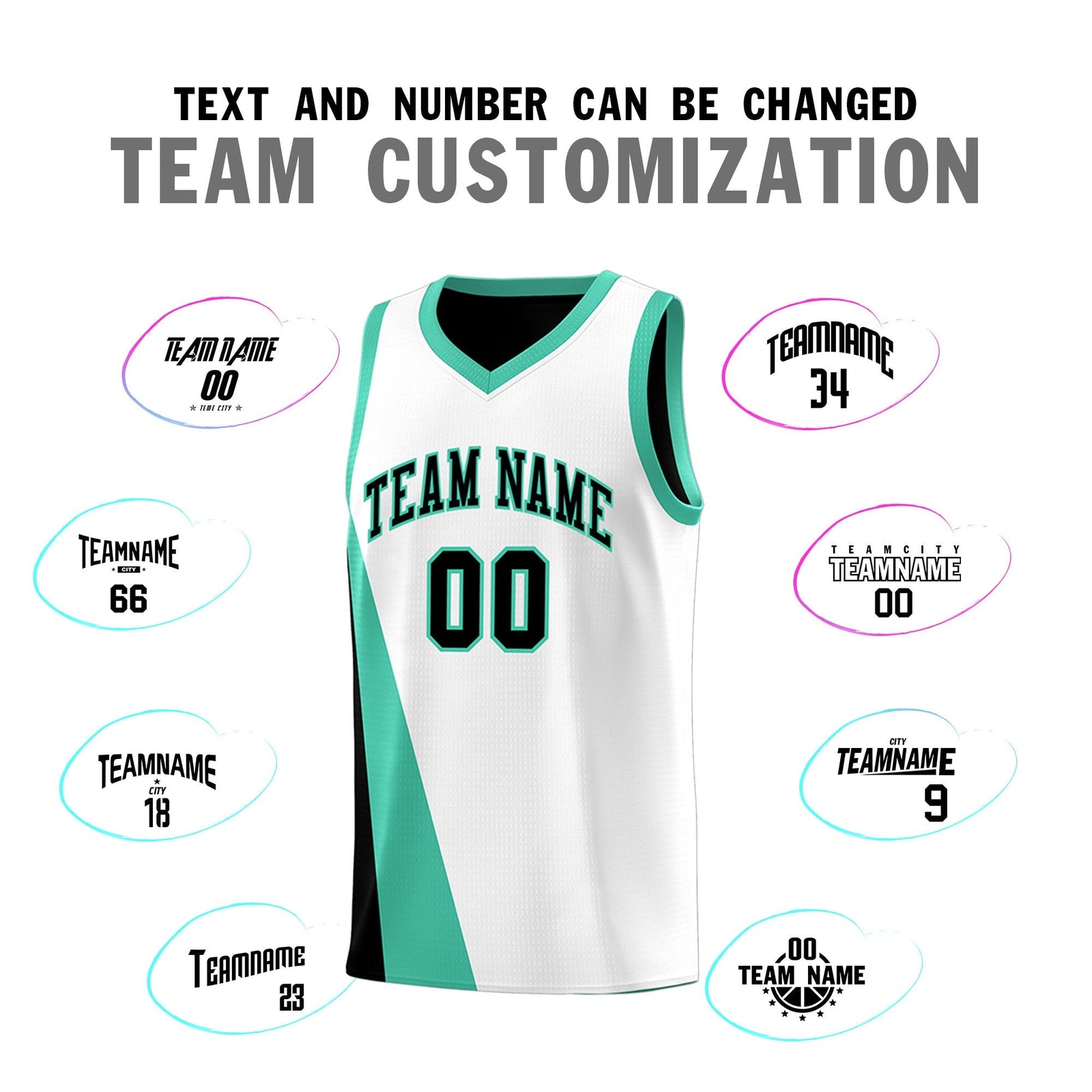 Custom White Black Slanting Two Lines Color Block Sports Uniform Basketball Jersey
