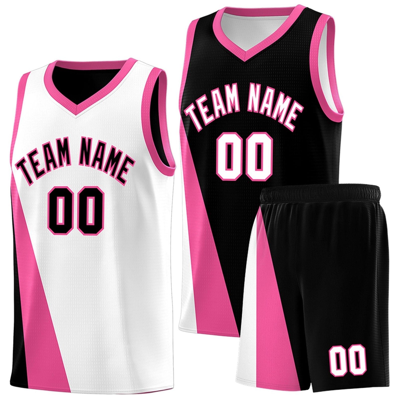 Custom White Black Slanting Two Lines Color Block Sports Uniform Basketball Jersey