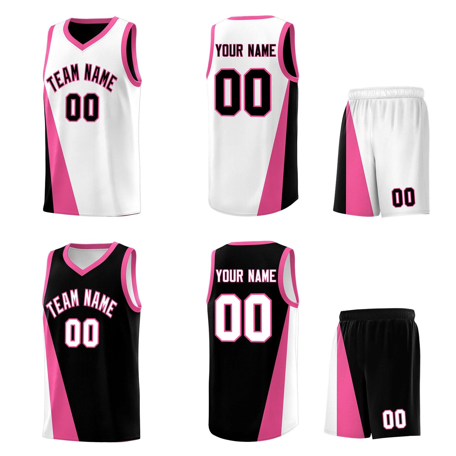Custom White Black Slanting Two Lines Color Block Sports Uniform Basketball Jersey