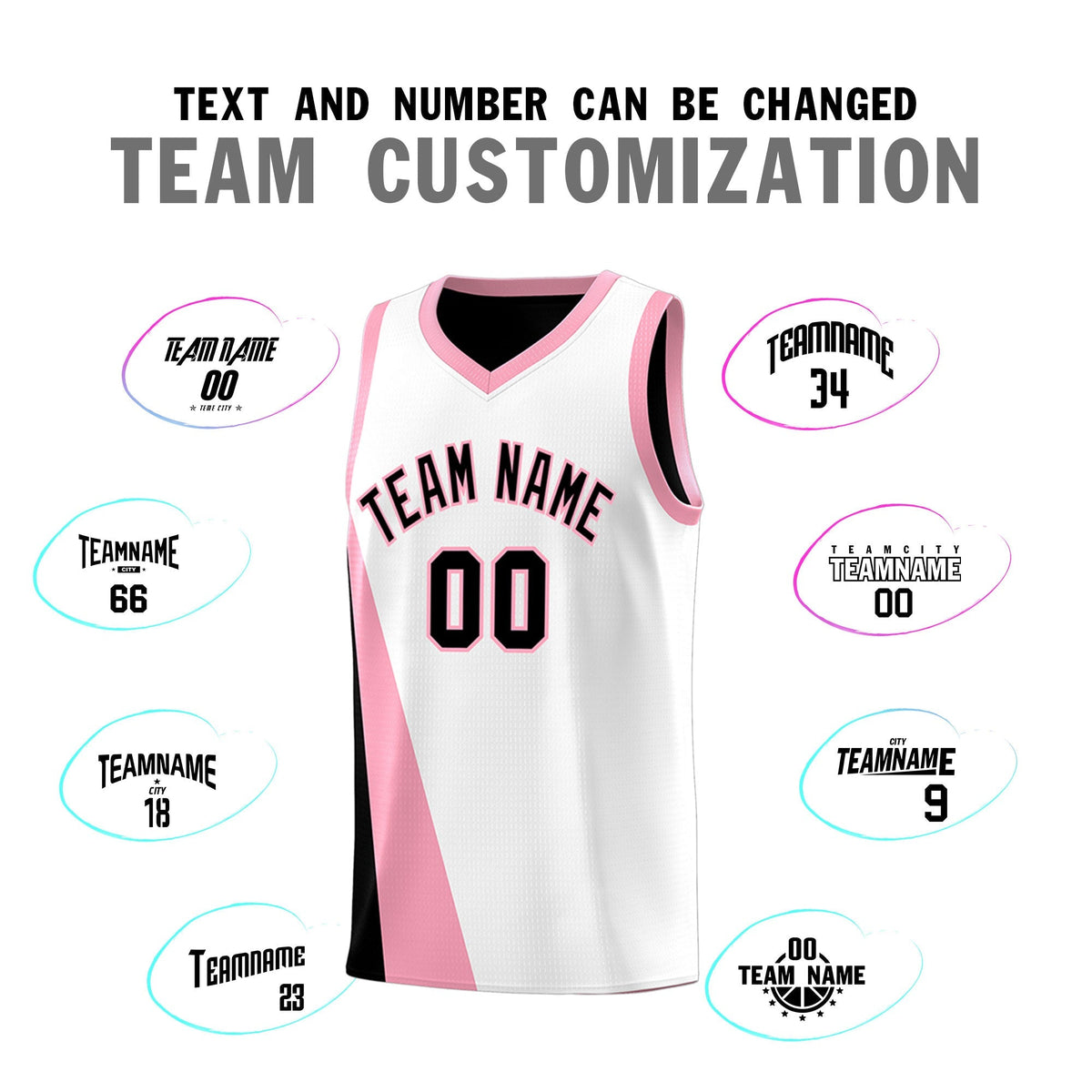 Custom White Black Slanting Two Lines Color Block Sports Uniform Basketball Jersey
