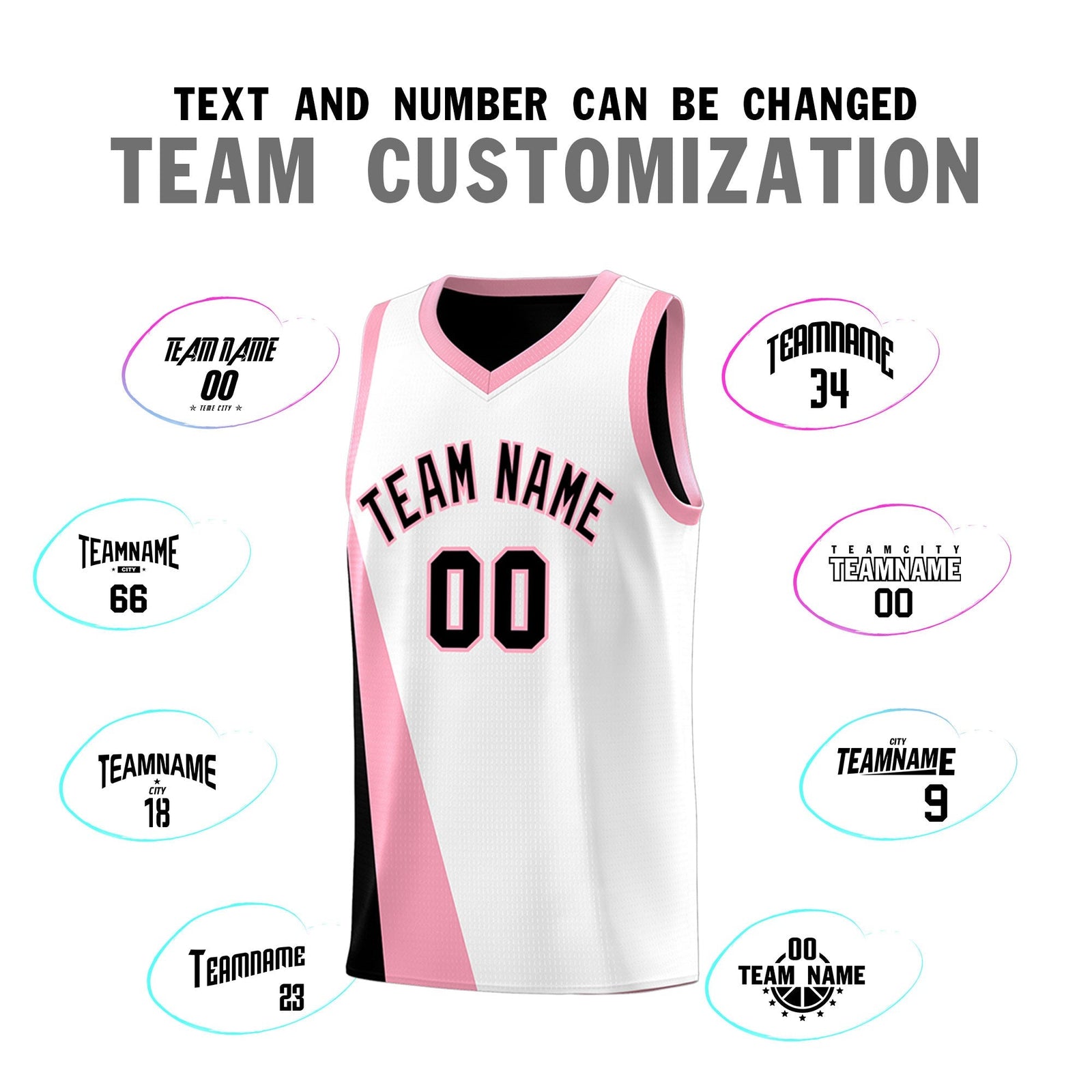 Custom White Black Slanting Two Lines Color Block Sports Uniform Basketball Jersey