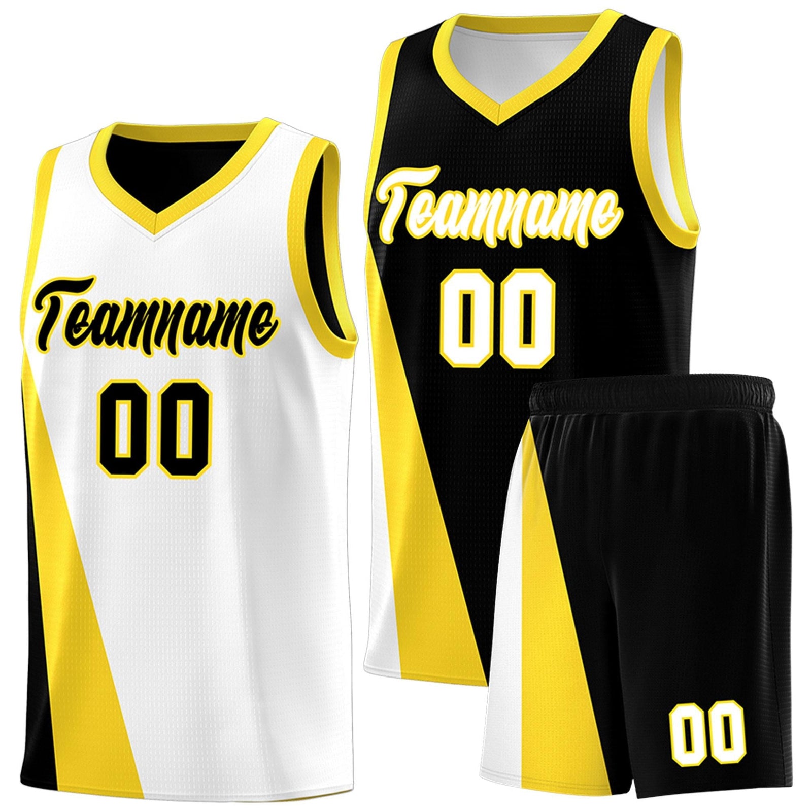 Custom White Black Slanting Two Lines Color Block Sports Uniform Basketball Jersey