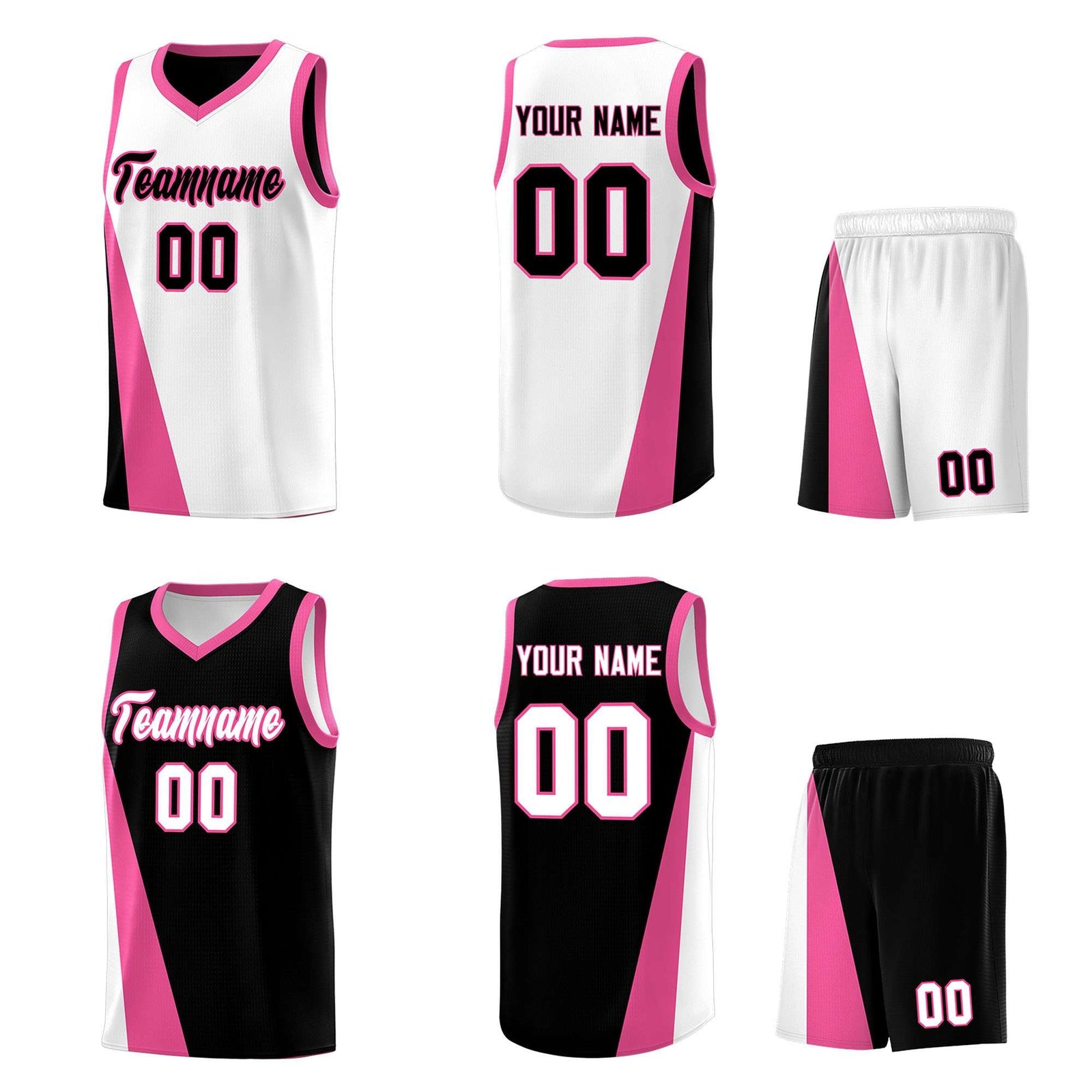 Custom White Black Slanting Two Lines Color Block Sports Uniform Basketball Jersey