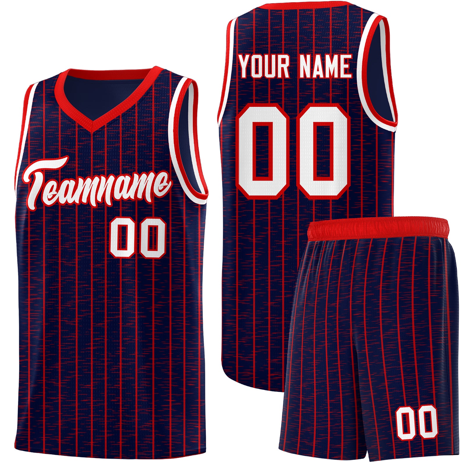 Custom Navy Custom Gray Pinstripe Retro Sets Uniform Basketball Jersey