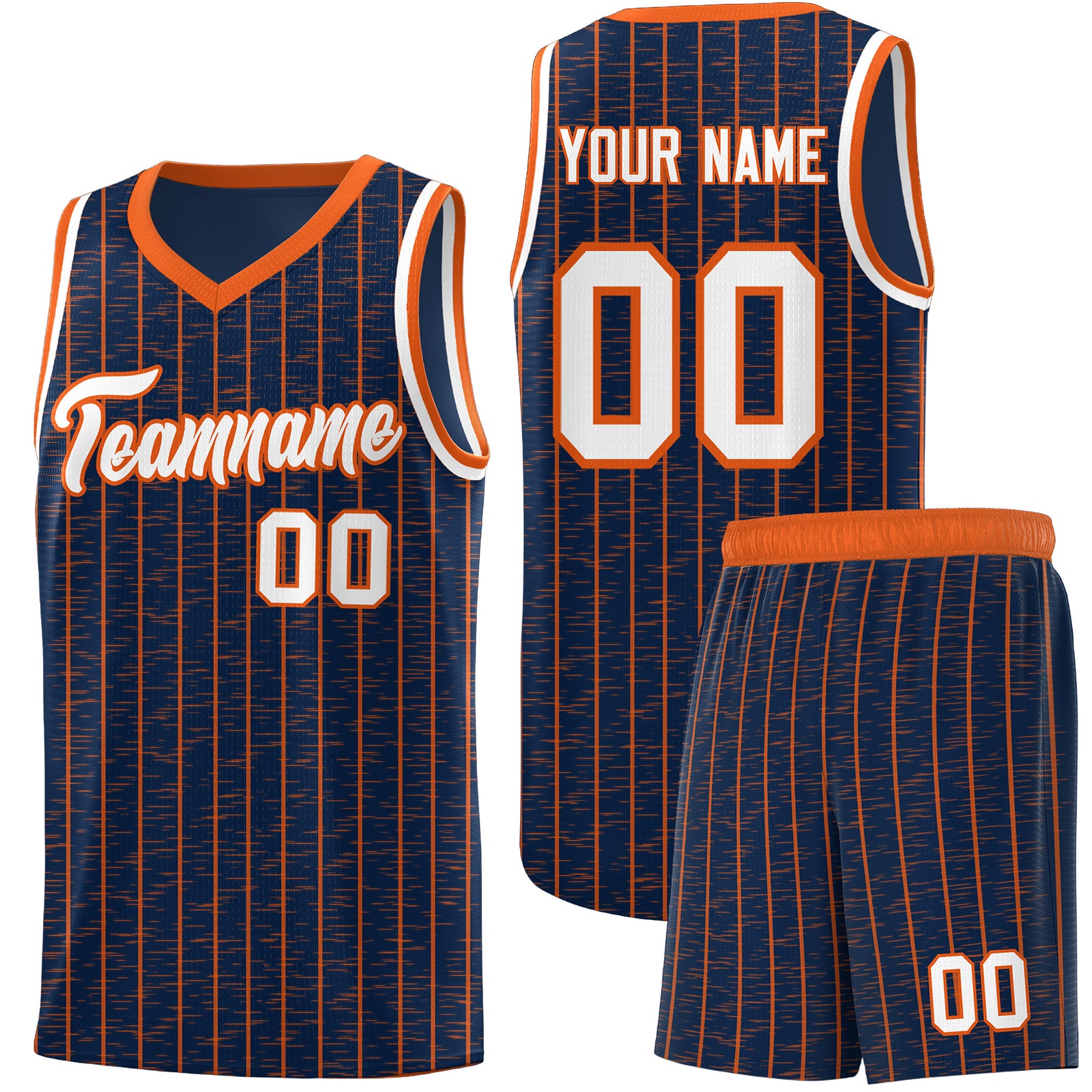 Custom Navy Custom Gray Pinstripe Retro Sets Uniform Basketball Jersey