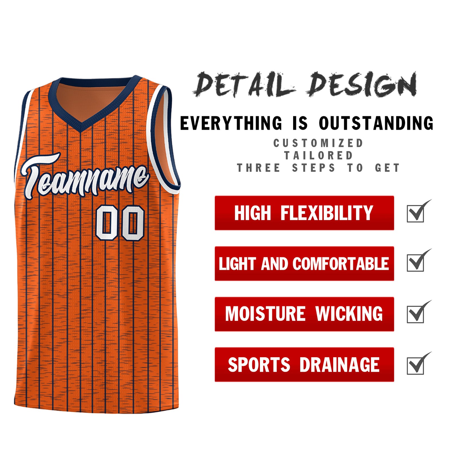 Custom Orange Custom Gray Pinstripe Retro Sets Uniform Basketball Jersey
