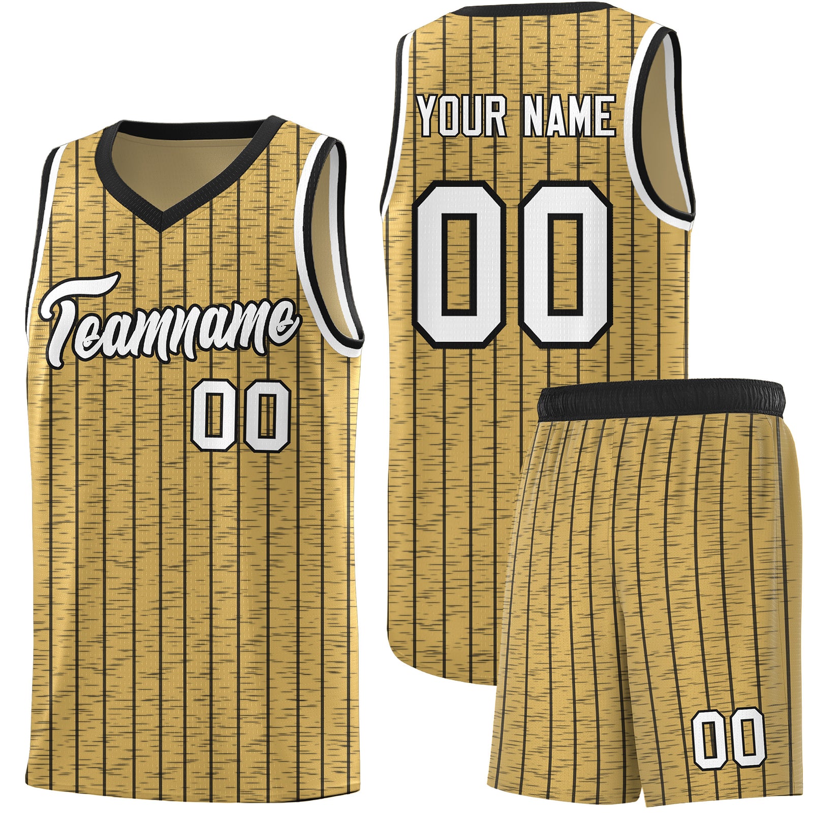 Custom Old Gold Custom Gray Pinstripe Retro Sets Uniform Basketball Jersey
