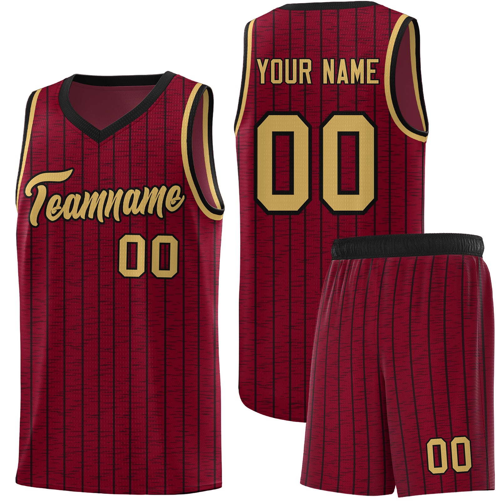 Custom Crimson Custom Gray Pinstripe Retro Sets Uniform Basketball Jersey