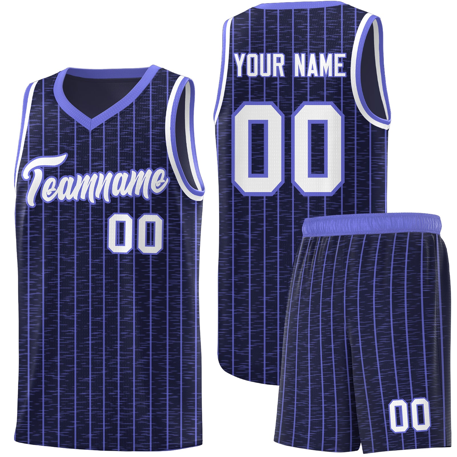 Custom Navy Custom Gray Pinstripe Retro Sets Uniform Basketball Jersey