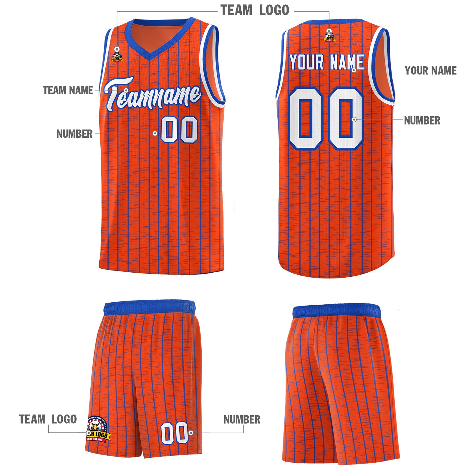 Custom Orange Custom Gray Pinstripe Retro Sets Uniform Basketball Jersey