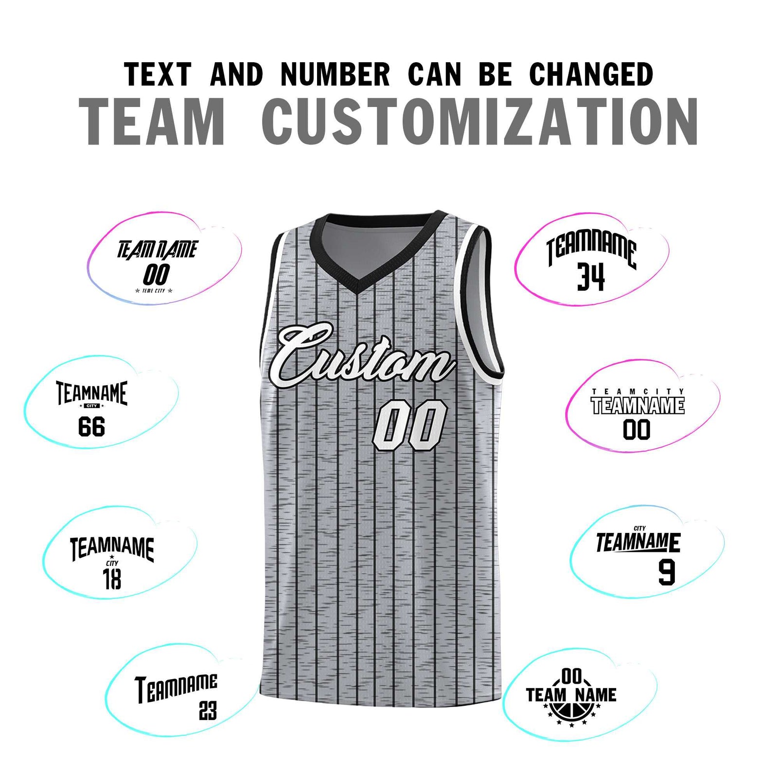 Custom Gray Custom Gray Pinstripe Retro Sets Uniform Basketball Jersey